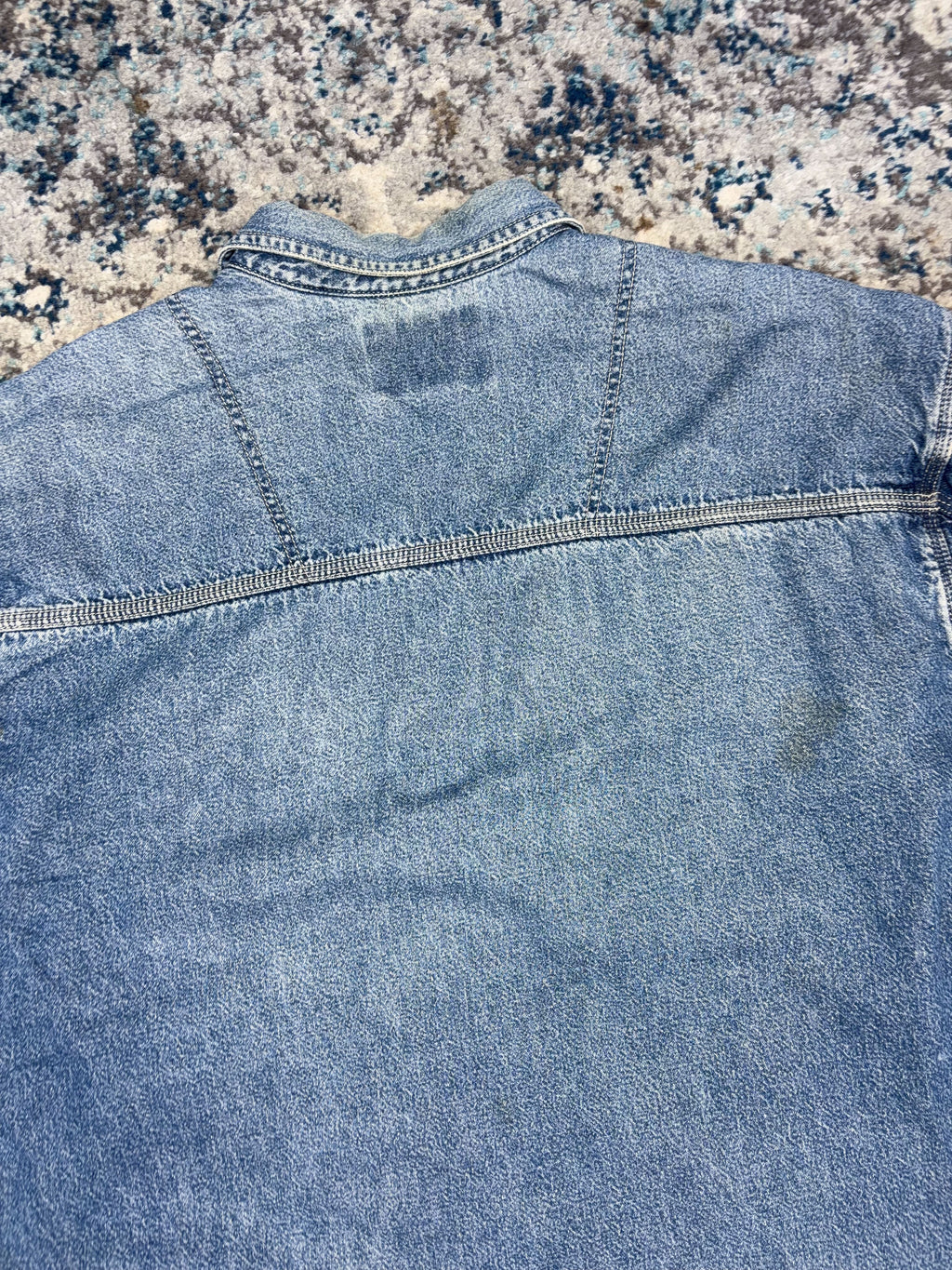 Vintage 90s Levis Blanket Lined Medium Wash Denim Long Sleeve Button Up Shirt Size XL