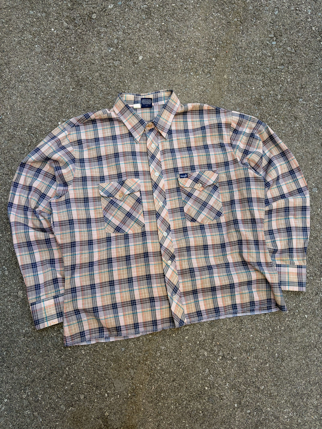 Vintage 90s Wrangler Plaid Long Sleeve Reworked Cropped Button Up Shirt Size XL