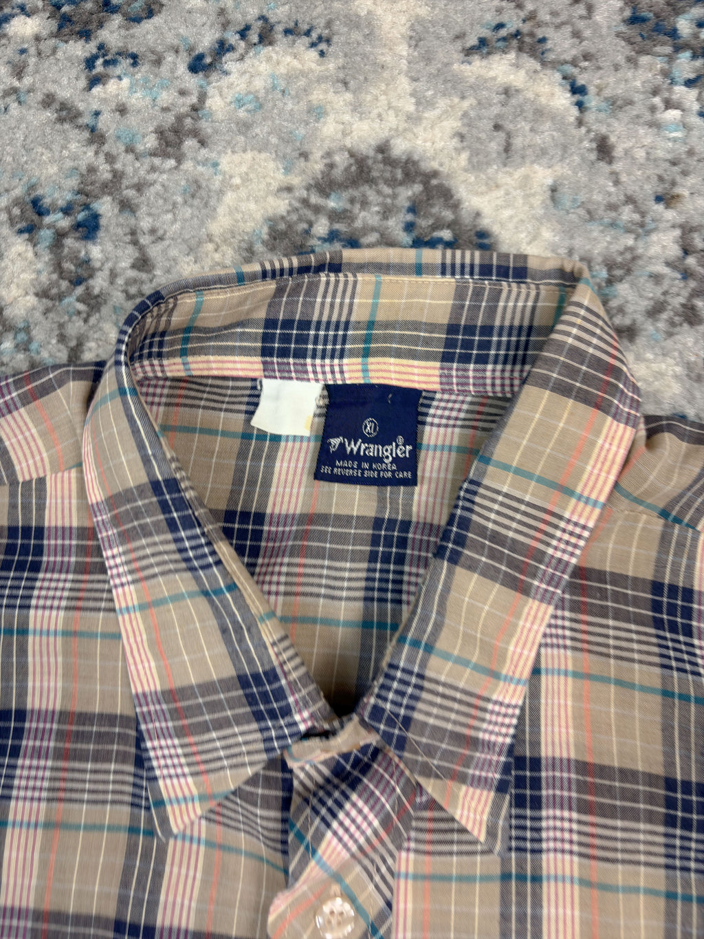 Vintage 90s Wrangler Plaid Long Sleeve Reworked Cropped Button Up Shirt Size XL