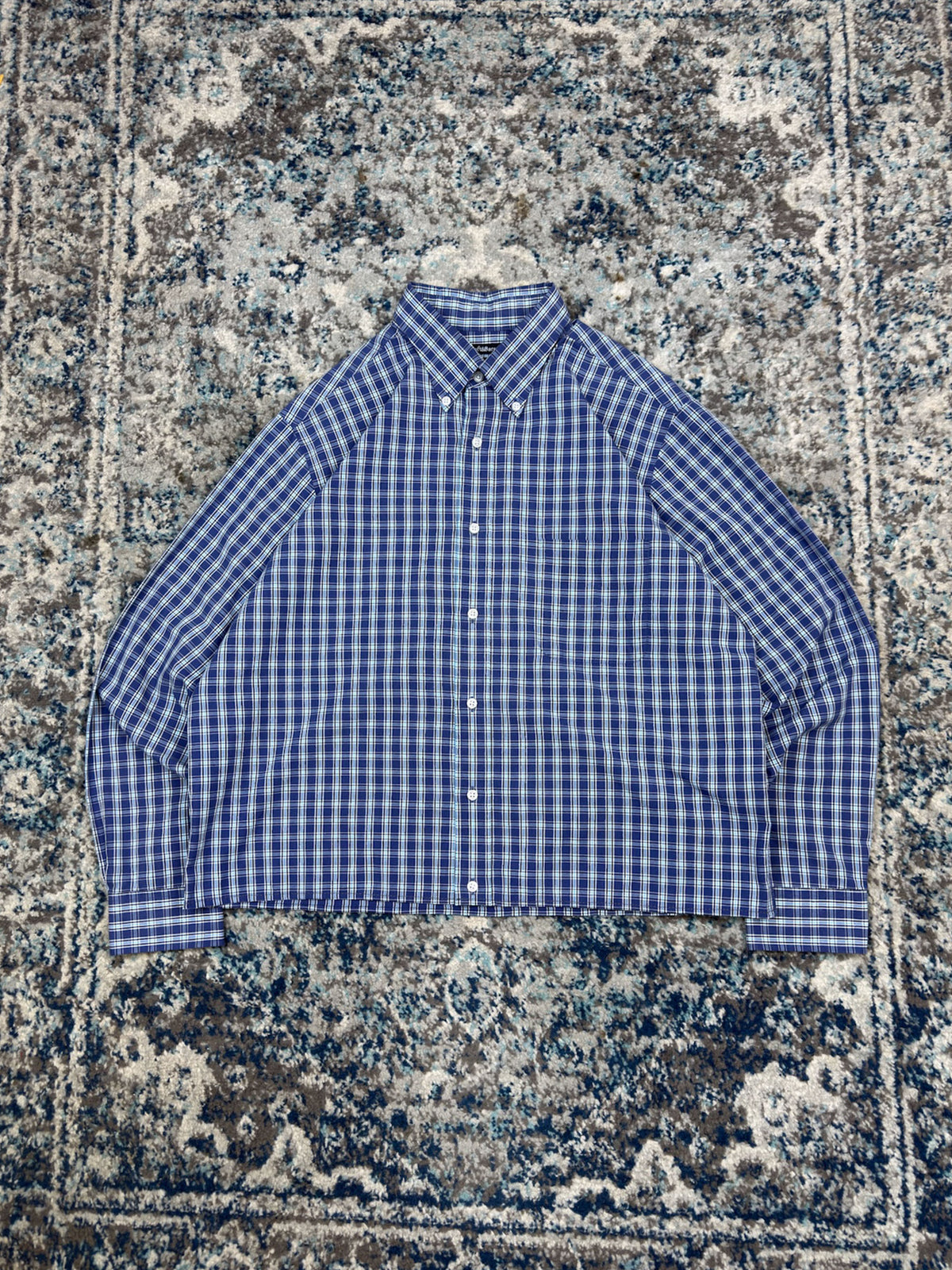 Vintage Croft & Barrow Plaid Long Sleeve Reworked Cropped Button Up Shirt Size Large