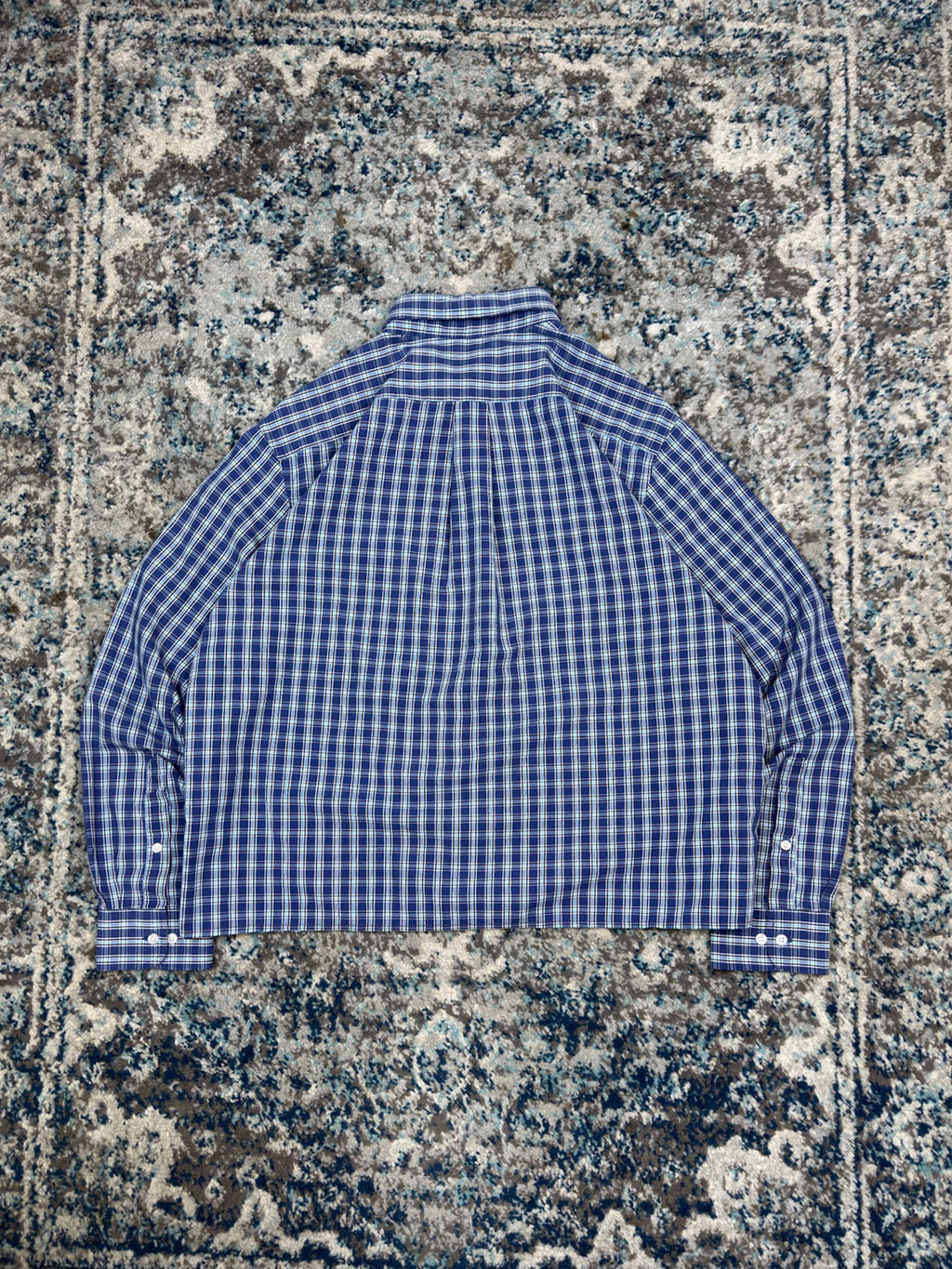 Vintage Croft & Barrow Plaid Long Sleeve Reworked Cropped Button Up Shirt Size Large