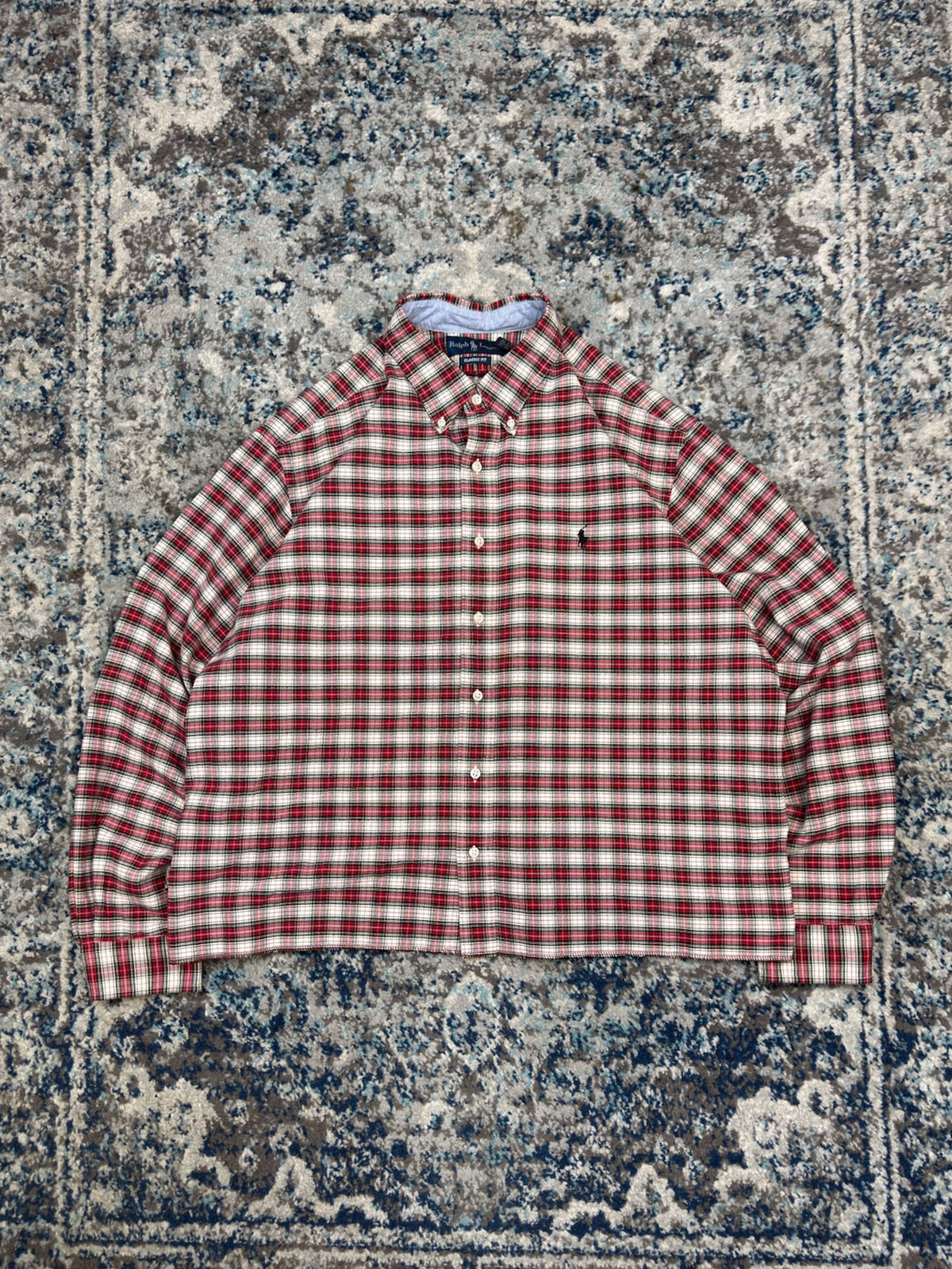 Vintage Polo Ralph Lauren Embroidered Pony Plaid Reworked Cropped Button Up Shirt Size 2XL