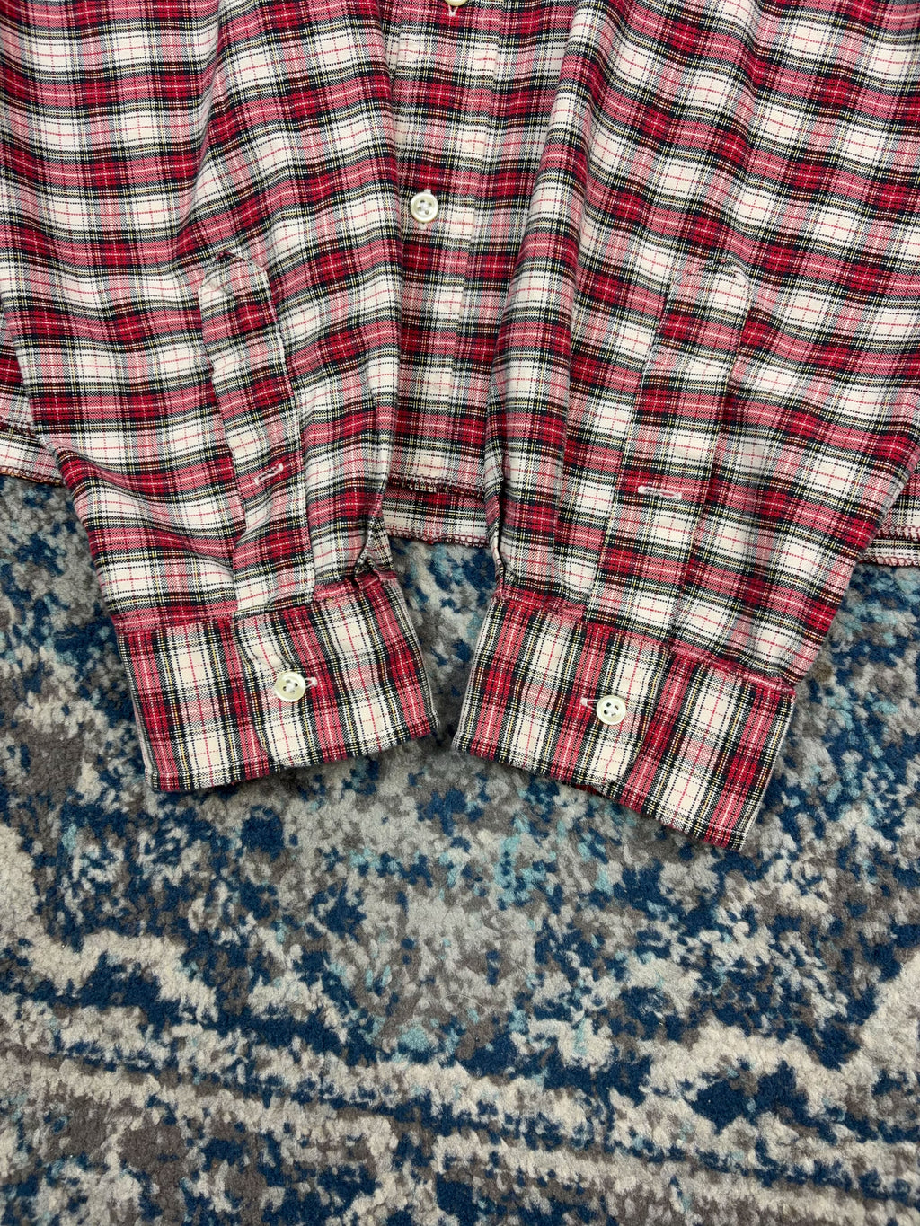 Vintage Polo Ralph Lauren Embroidered Pony Plaid Reworked Cropped Button Up Shirt Size 2XL