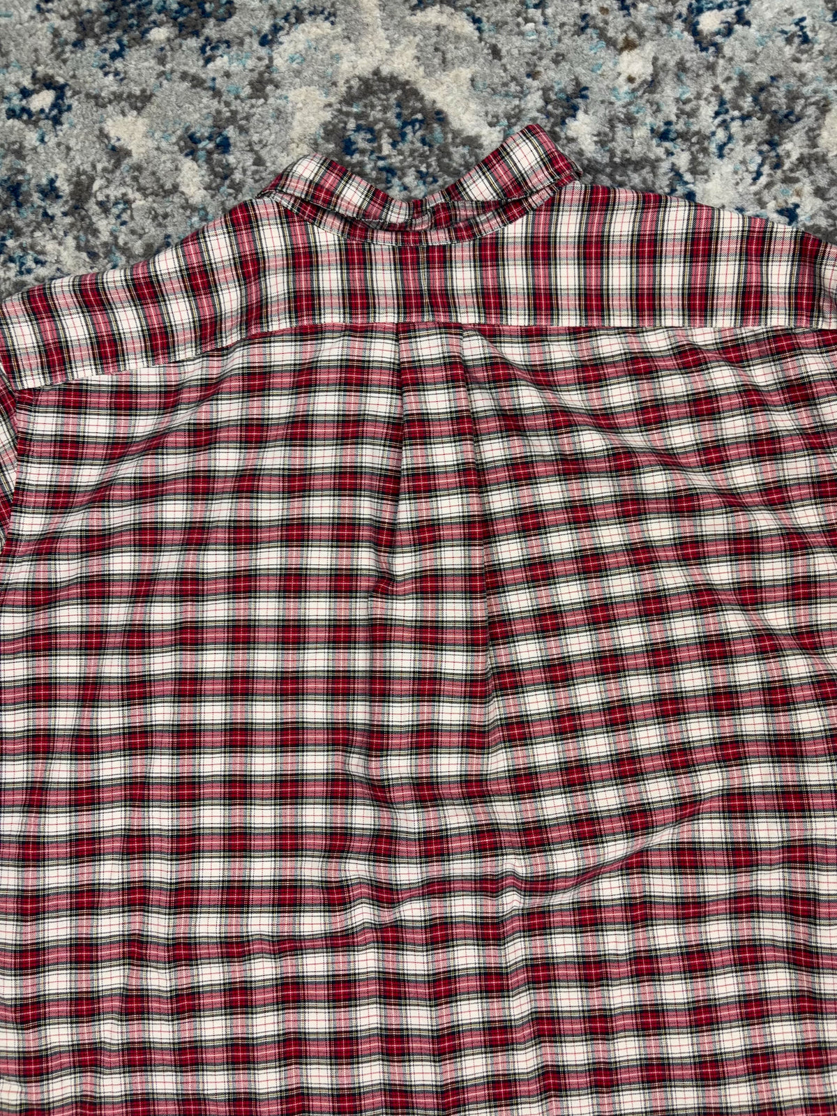 Vintage Polo Ralph Lauren Embroidered Pony Plaid Reworked Cropped Button Up Shirt Size 2XL