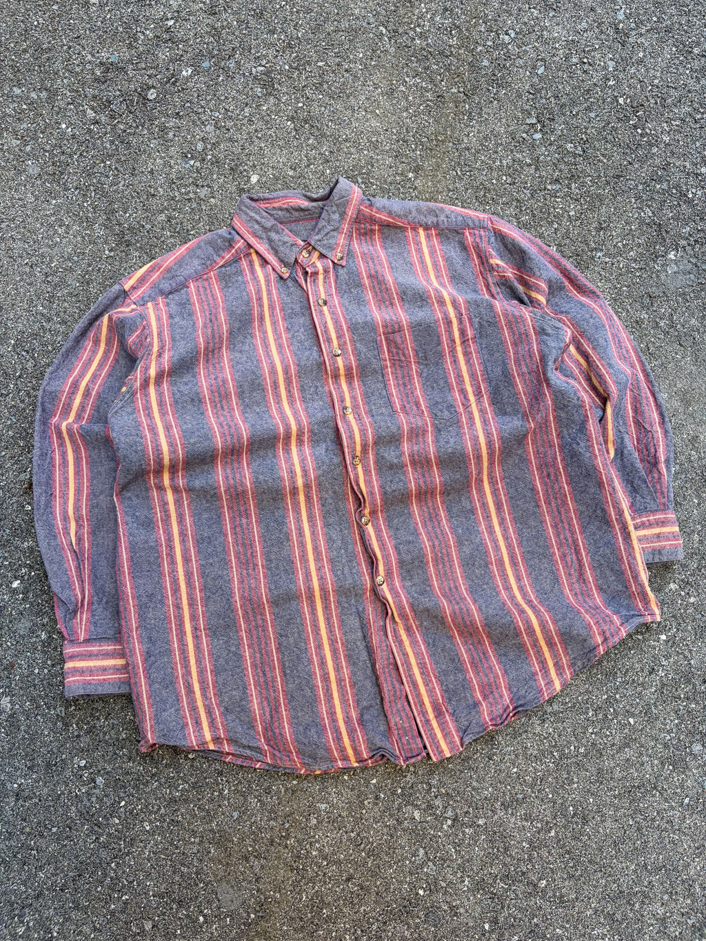 Vintage 90s Eddie Bauer Striped Long Sleeve Single Pocket Button Up Shirt Size XL