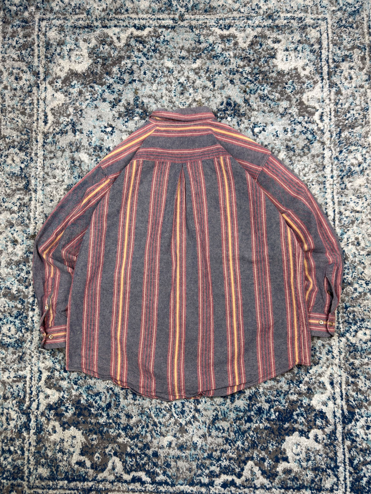 Vintage 90s Eddie Bauer Striped Long Sleeve Single Pocket Button Up Shirt Size XL