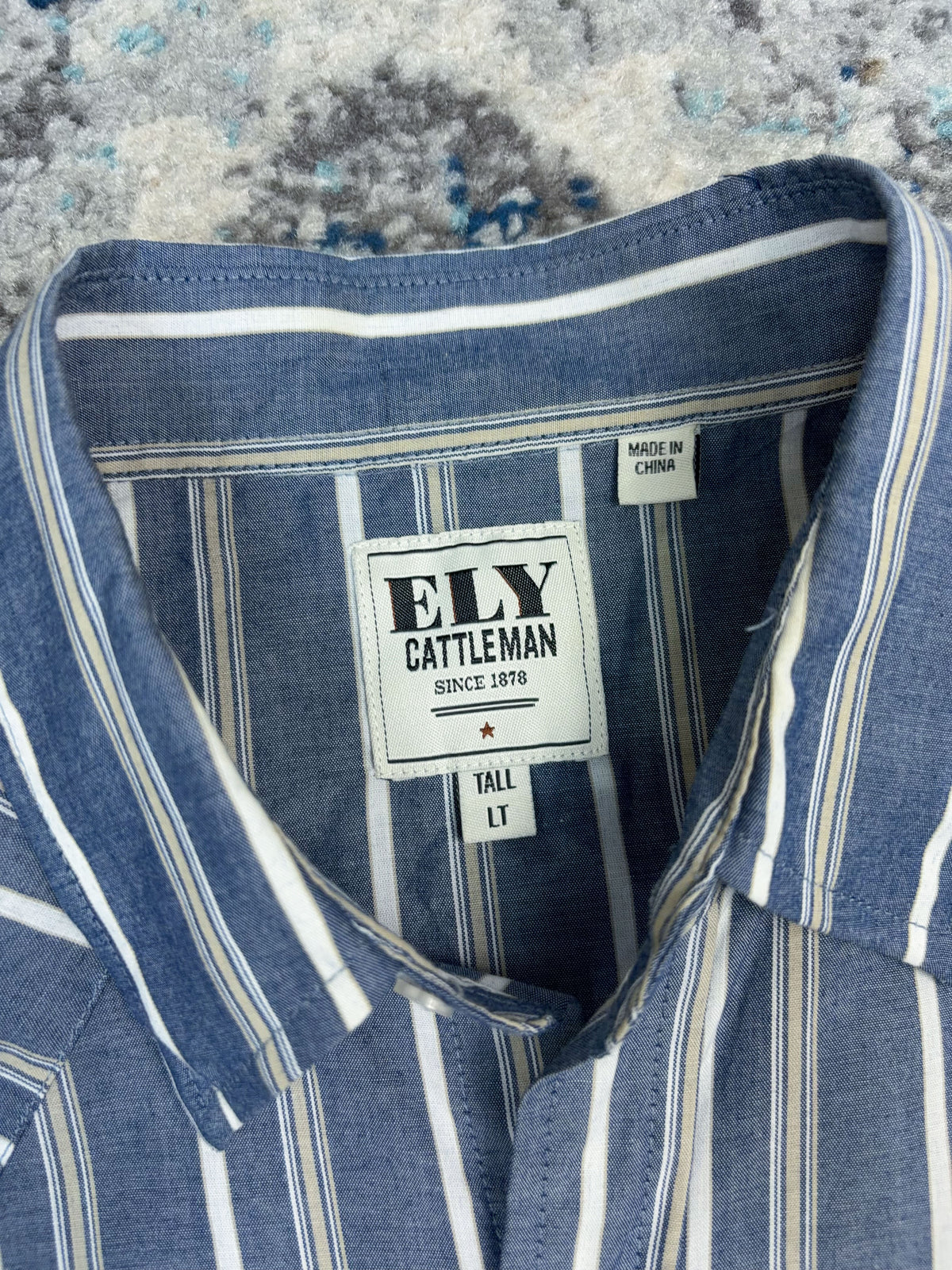 Vintage Ely Cattleman Striped Pearl Snap Long Sleeve Reworked Cropped Button Up Shirt Size LT