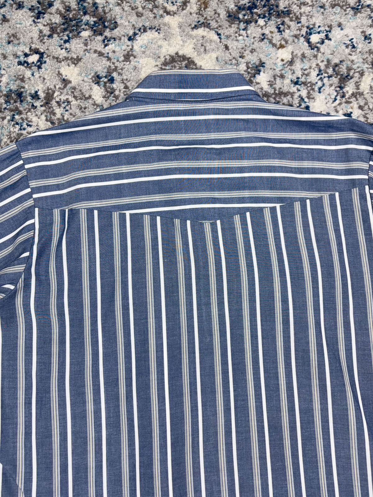 Vintage Ely Cattleman Striped Pearl Snap Long Sleeve Reworked Cropped Button Up Shirt Size LT