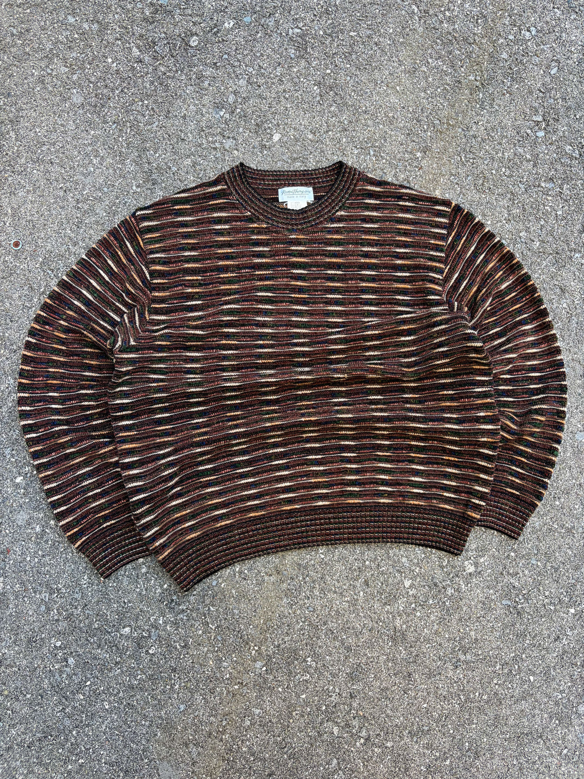 Vintage 90s Norm Thompson Textured Pattern Pullover Knit Sweater Size Large
