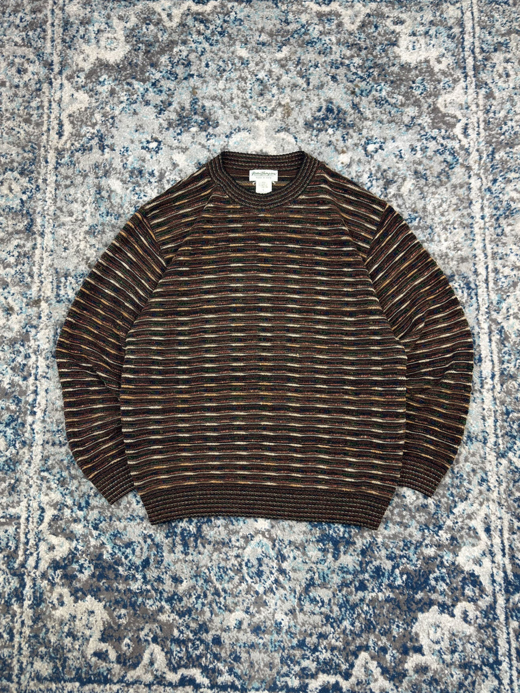 Vintage 90s Norm Thompson Textured Pattern Pullover Knit Sweater Size Large
