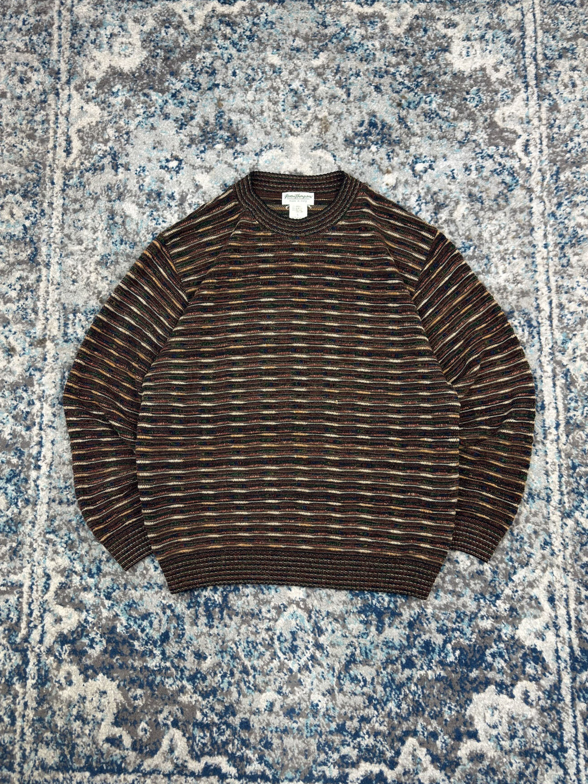 Vintage 90s Norm Thompson Textured Pattern Pullover Knit Sweater Size Large