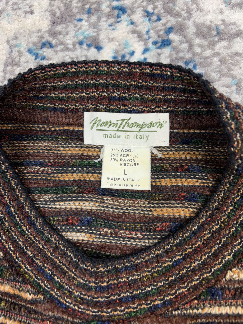 Vintage 90s Norm Thompson Textured Pattern Pullover Knit Sweater Size Large