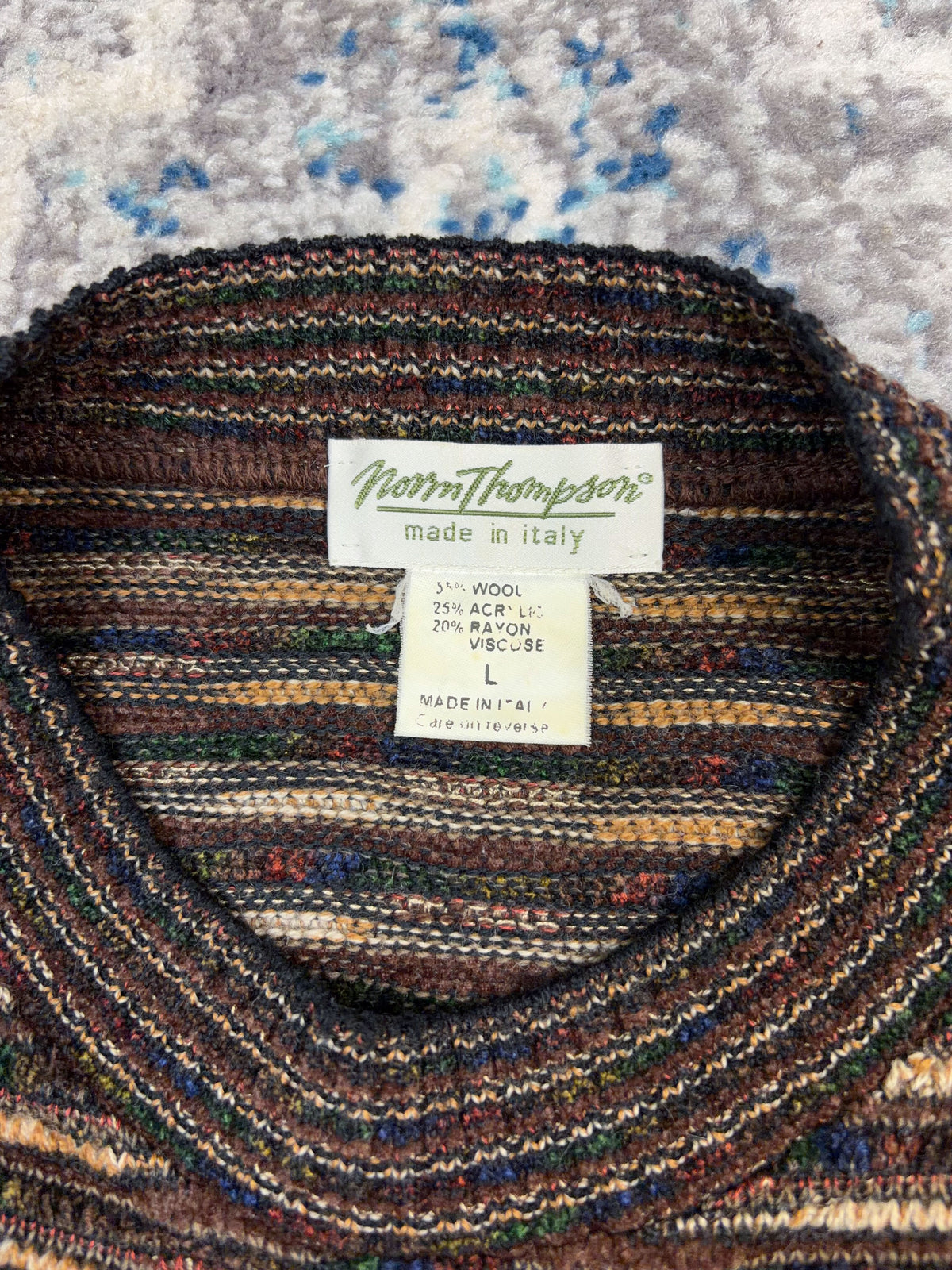 Vintage 90s Norm Thompson Textured Pattern Pullover Knit Sweater Size Large