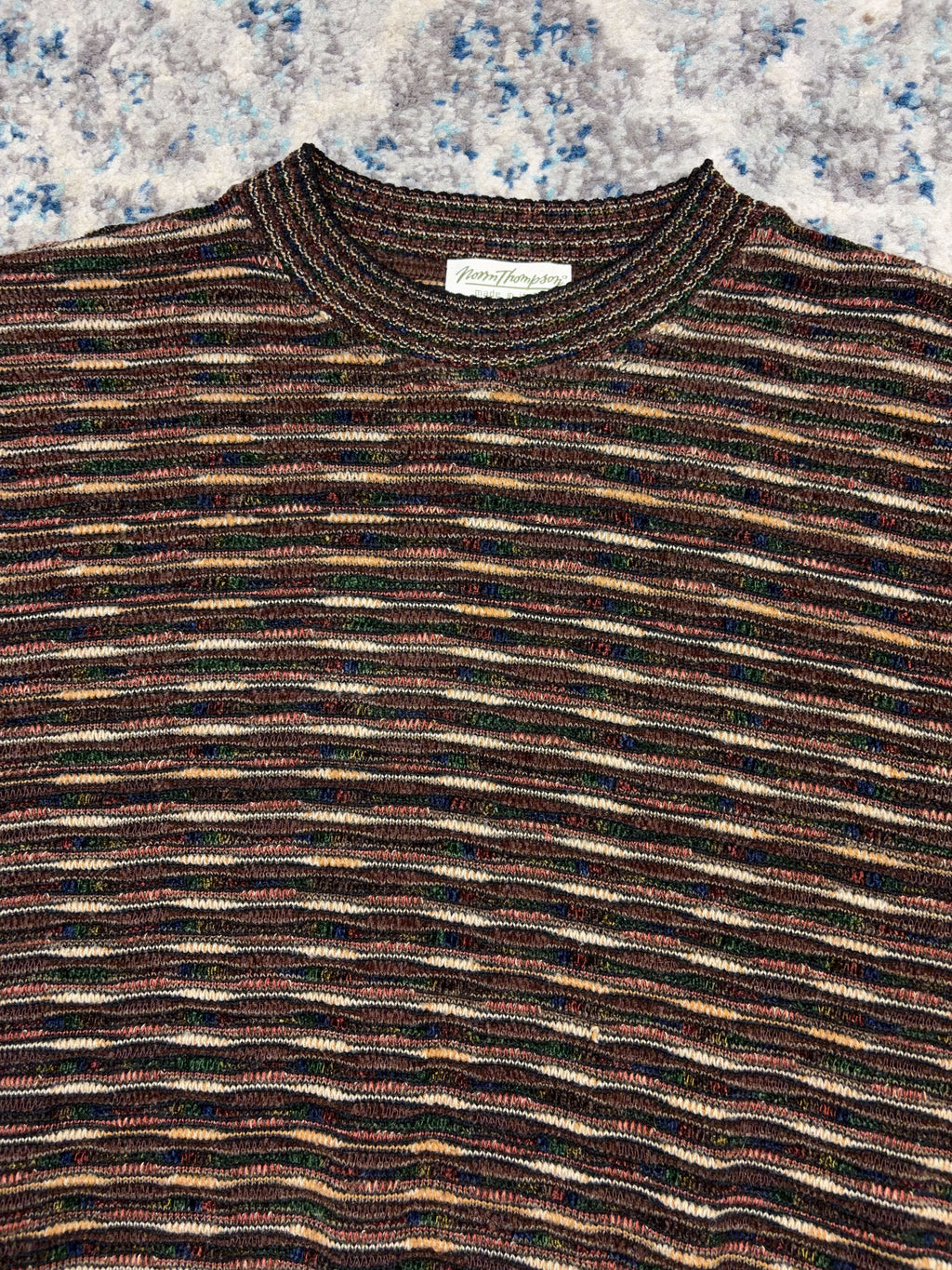 Vintage 90s Norm Thompson Textured Pattern Pullover Knit Sweater Size Large