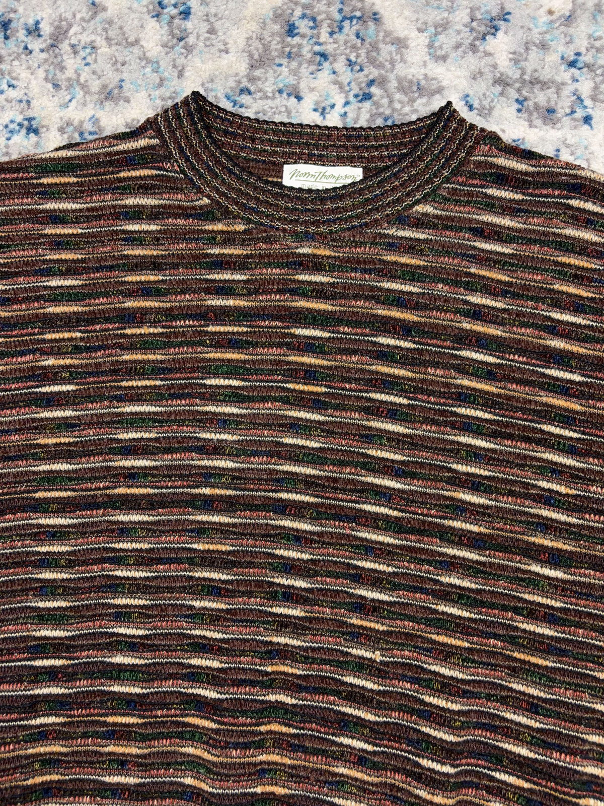Vintage 90s Norm Thompson Textured Pattern Pullover Knit Sweater Size Large