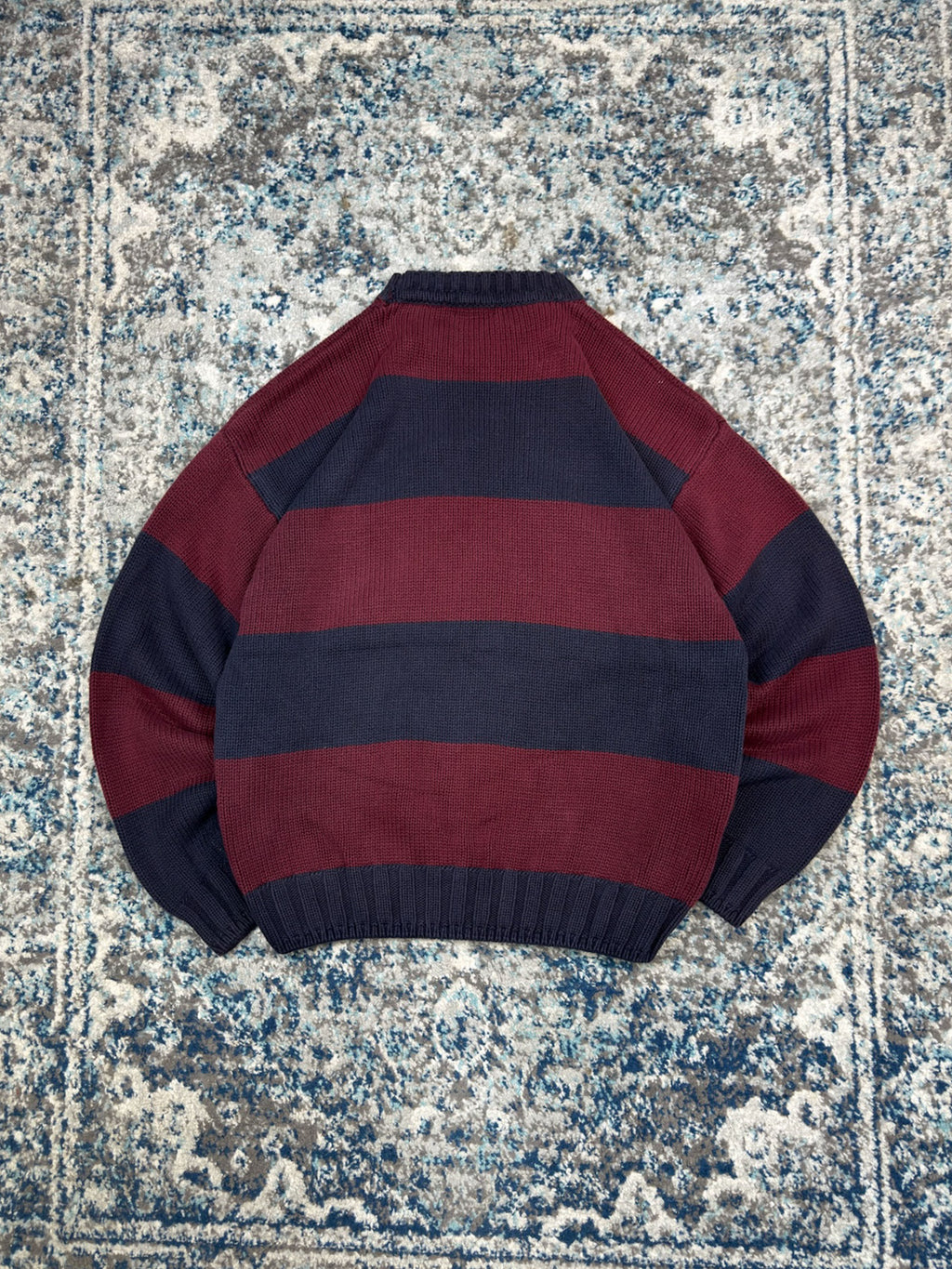 Vintage Gant Sportswear Embroidered Crest Pullover Striped Knit Sweater Size XL