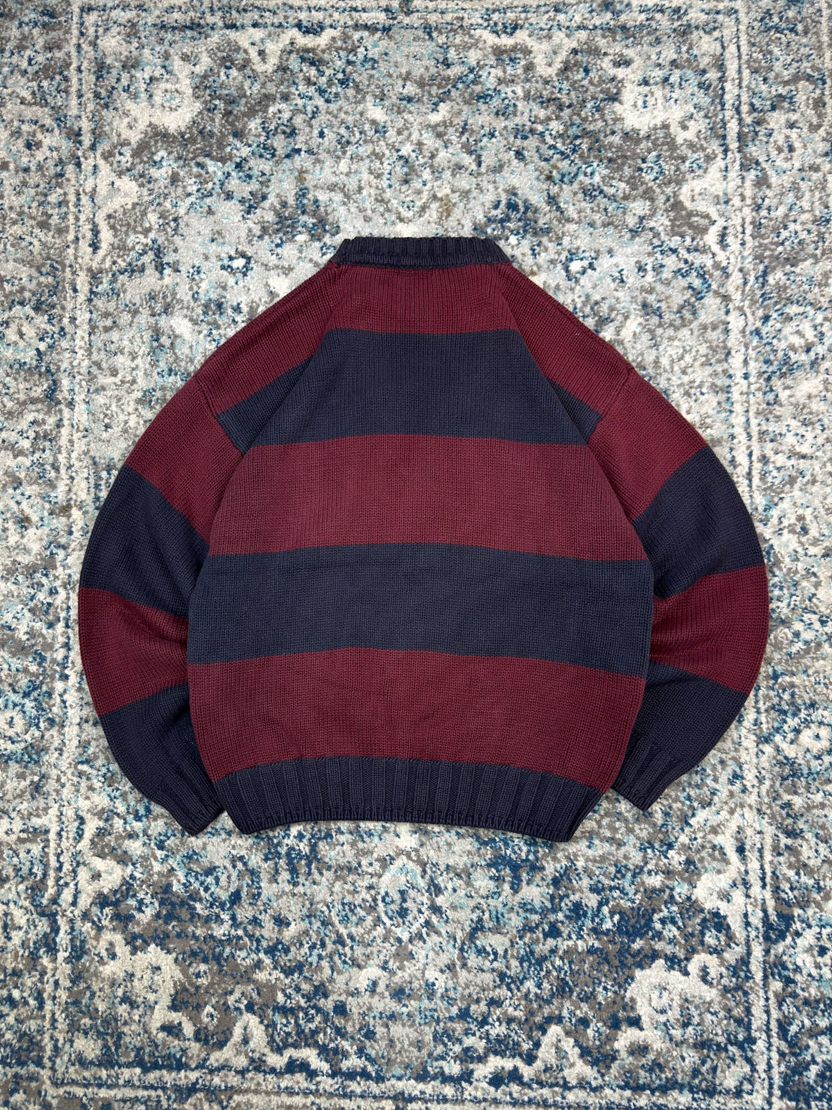 Vintage Gant Sportswear Embroidered Crest Pullover Striped Knit Sweater Size XL