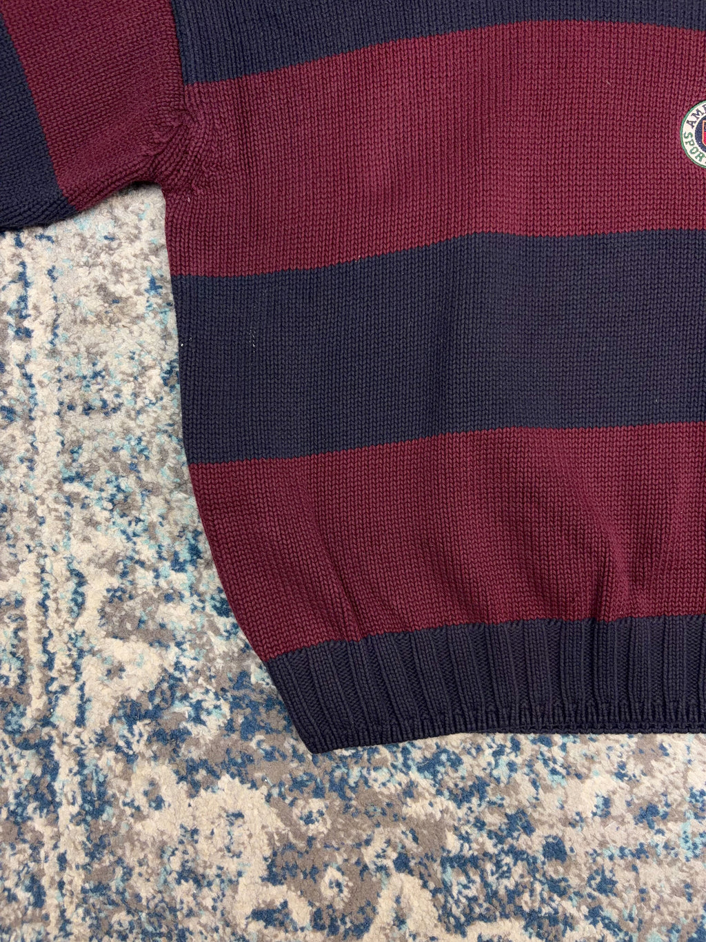 Vintage Gant Sportswear Embroidered Crest Pullover Striped Knit Sweater Size XL