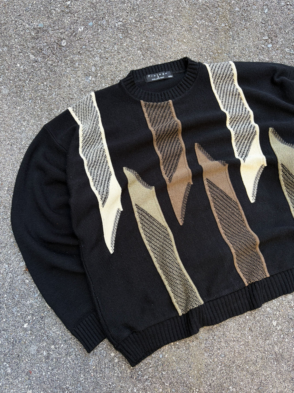 Vintage Protege Textured Stripe Pattern Pullover Knit Sweater Size 2XL