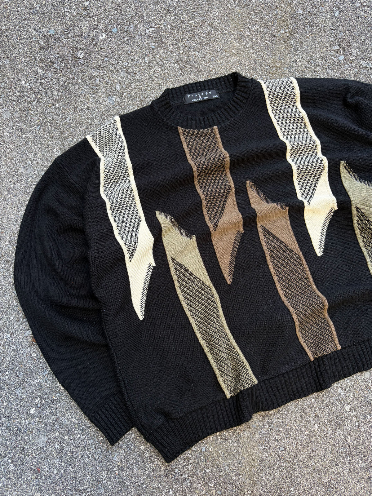 Vintage Protege Textured Stripe Pattern Pullover Knit Sweater Size 2XL