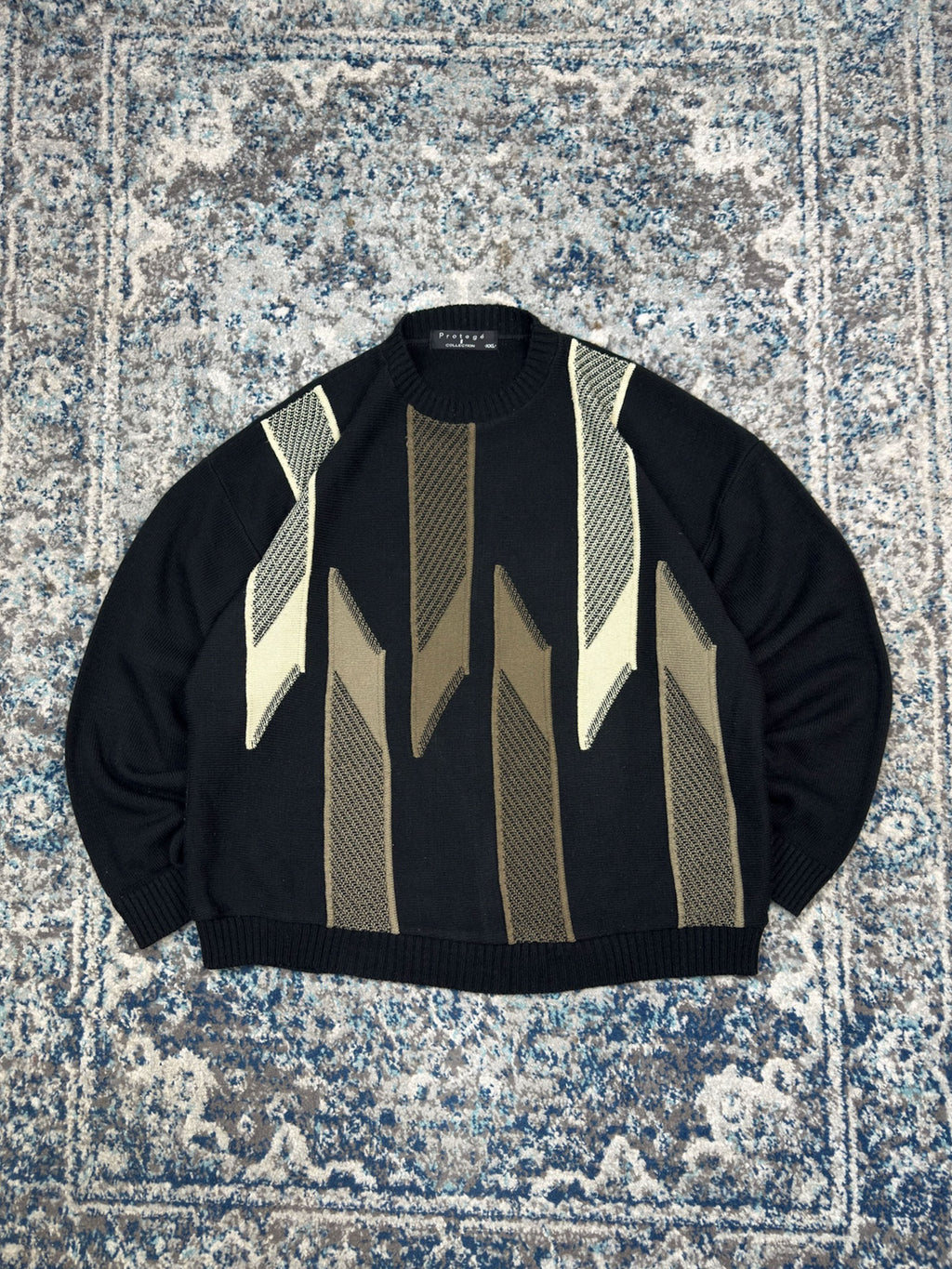 Vintage Protege Textured Stripe Pattern Pullover Knit Sweater Size 2XL