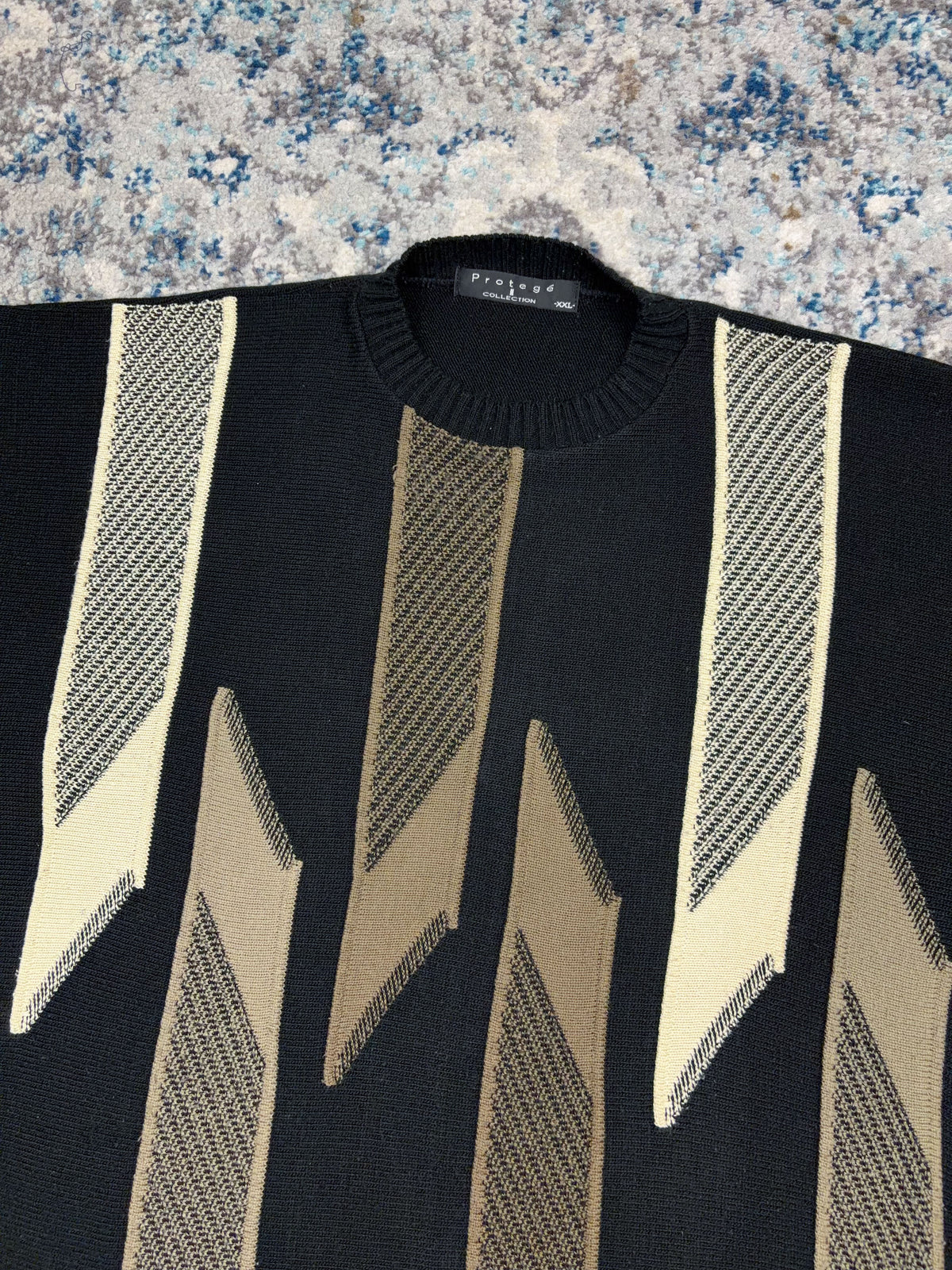 Vintage Protege Textured Stripe Pattern Pullover Knit Sweater Size 2XL