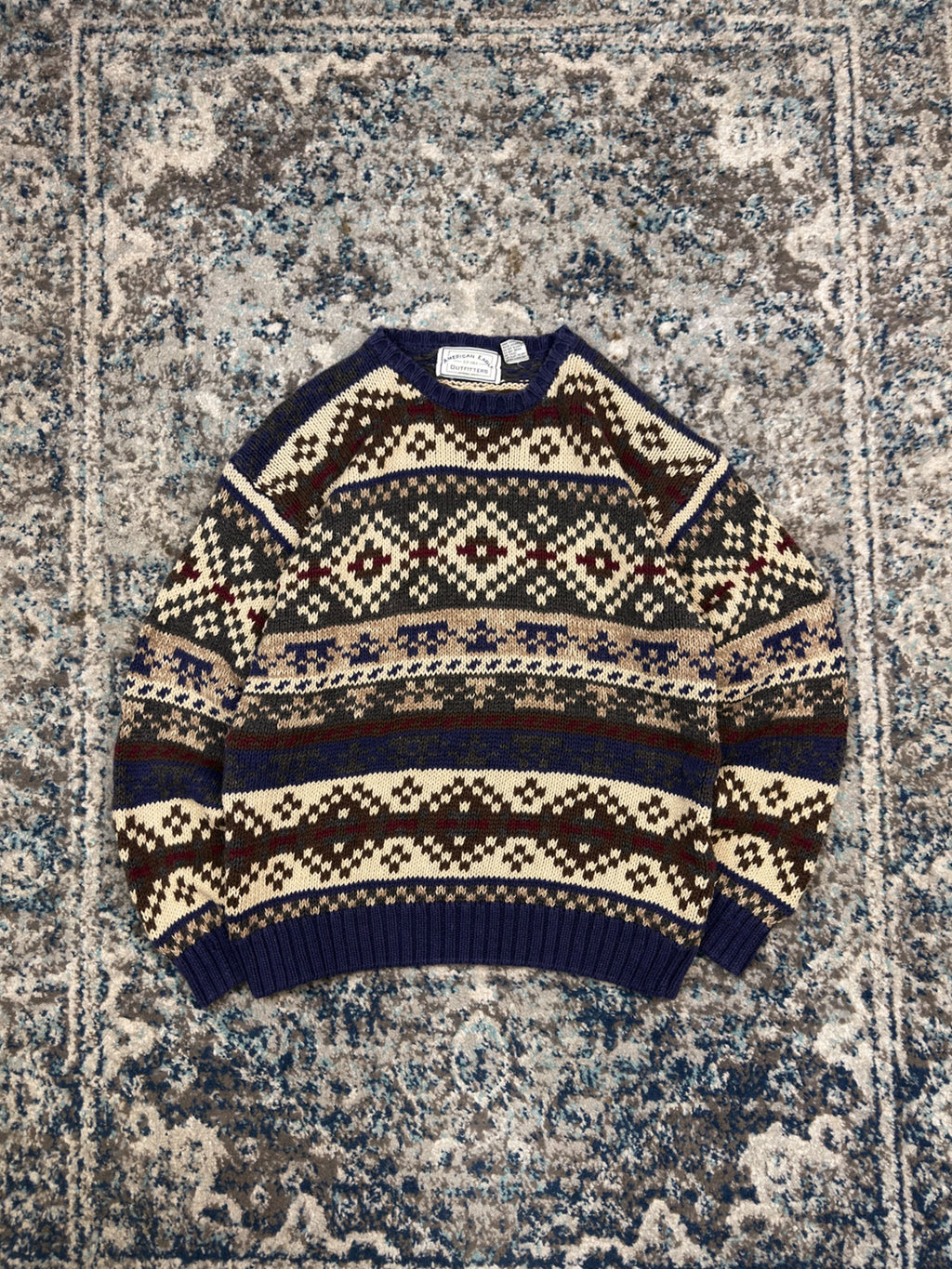 Vintage American Eagle Outfitters Geometric Jacquard Patter Knit Sweater Size Medium