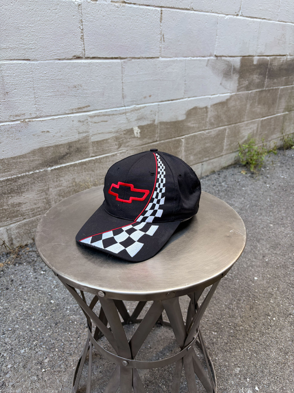 Vintage Chevrolet Embroidered Logo Racing Stripe Snapback Hat OSFA