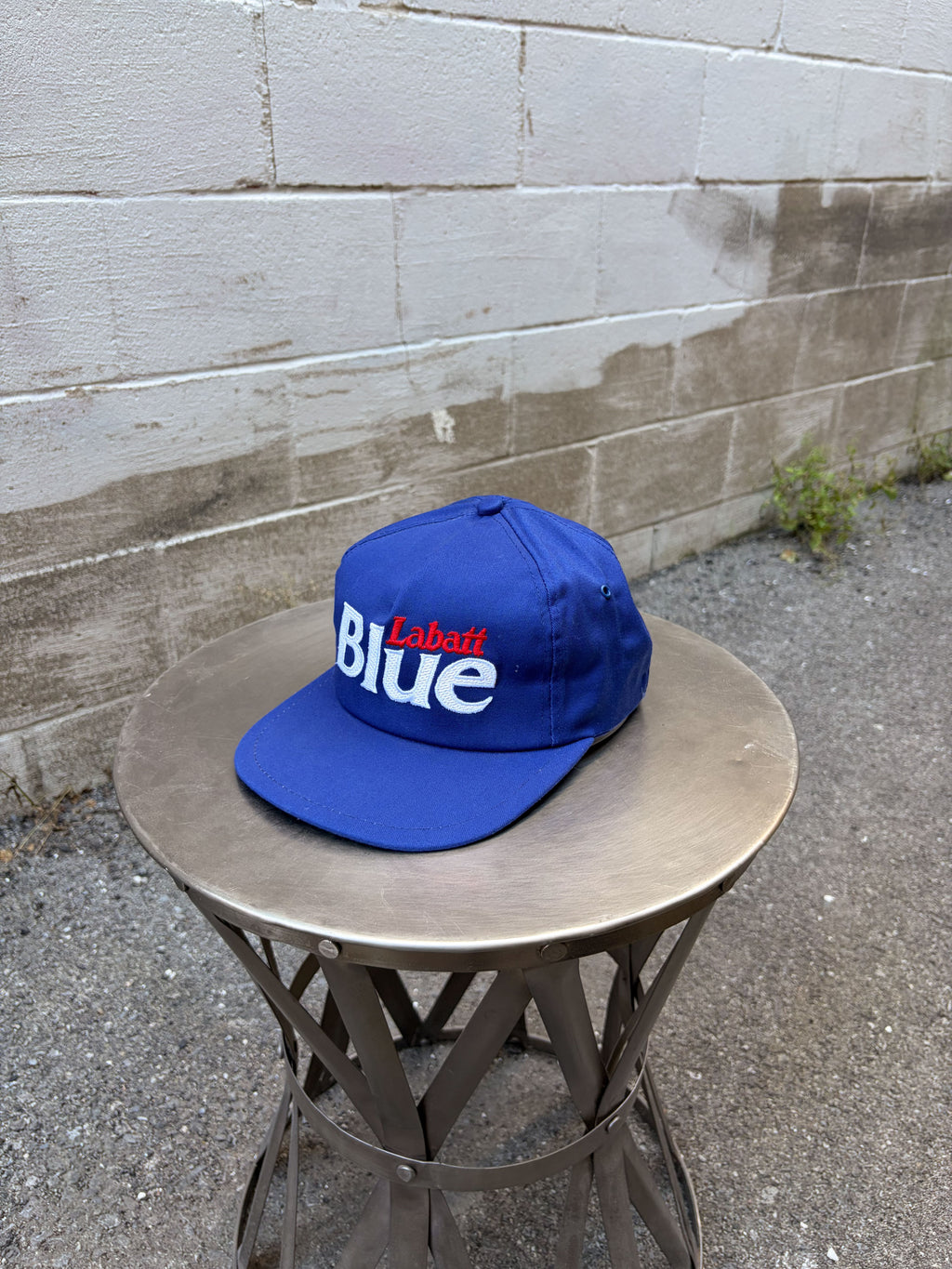 Vintage 90s Labatt Blue Embroidered Spellout Beer Promo Snapback Hat OSFA
