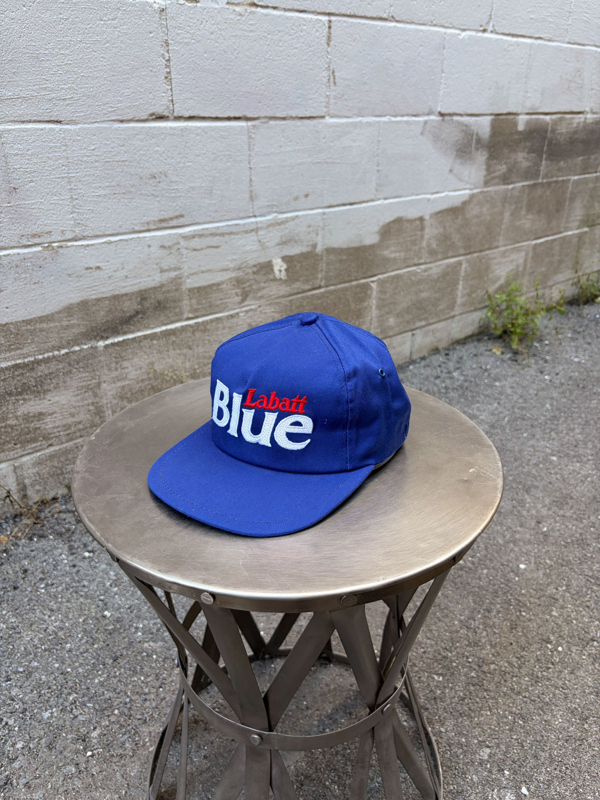 Vintage 90s Labatt Blue Embroidered Spellout Beer Promo Snapback Hat OSFA