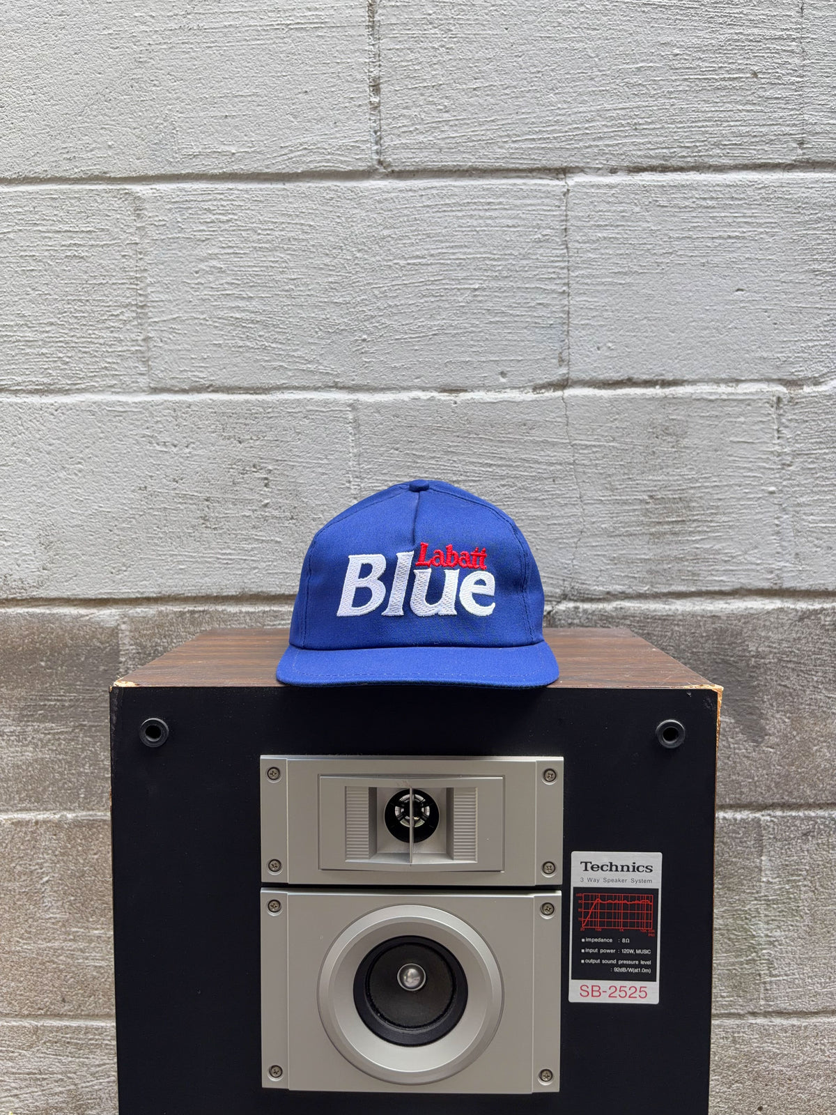 Vintage 90s Labatt Blue Embroidered Spellout Beer Promo Snapback Hat OSFA