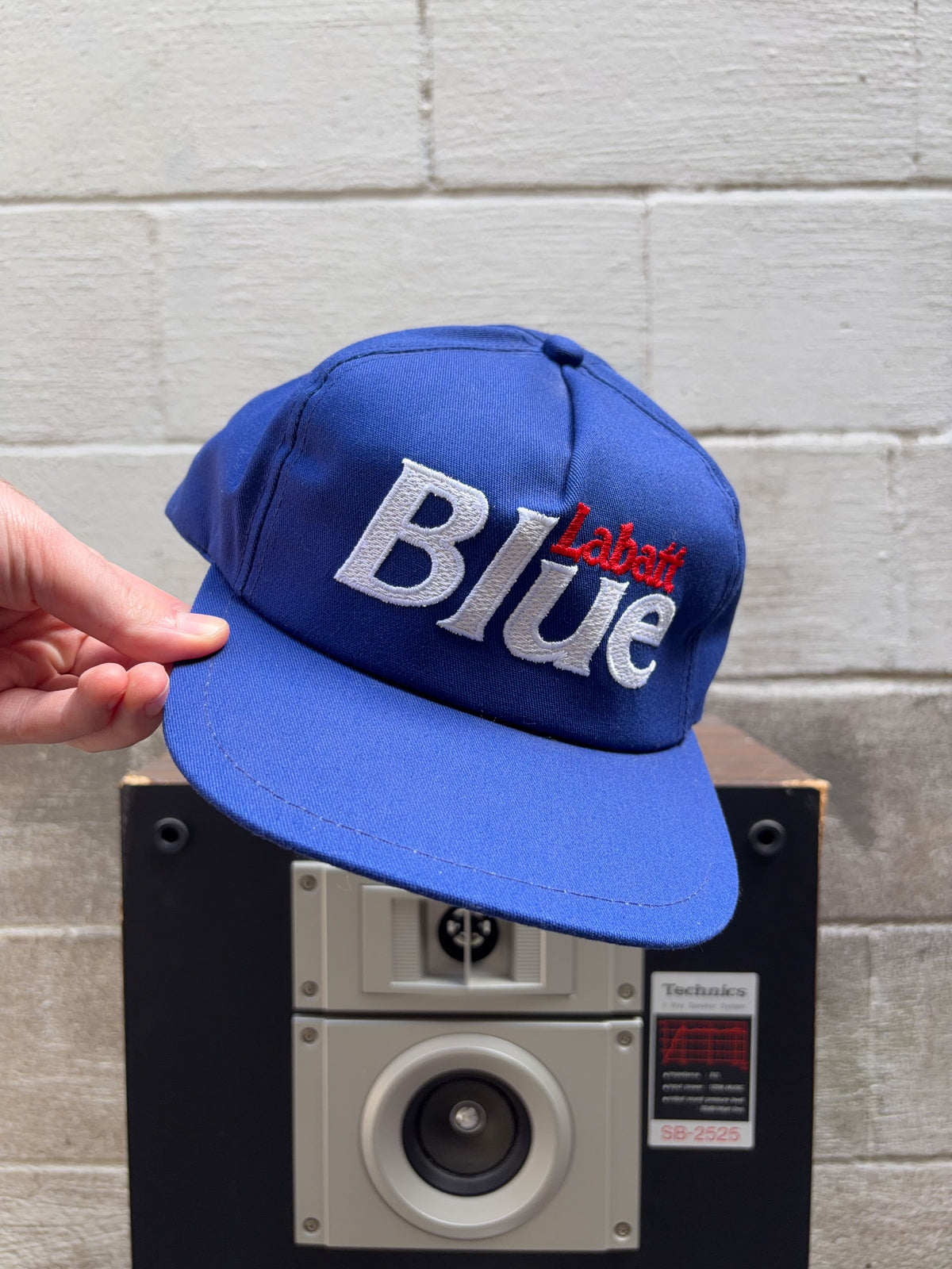 Vintage 90s Labatt Blue Embroidered Spellout Beer Promo Snapback Hat OSFA