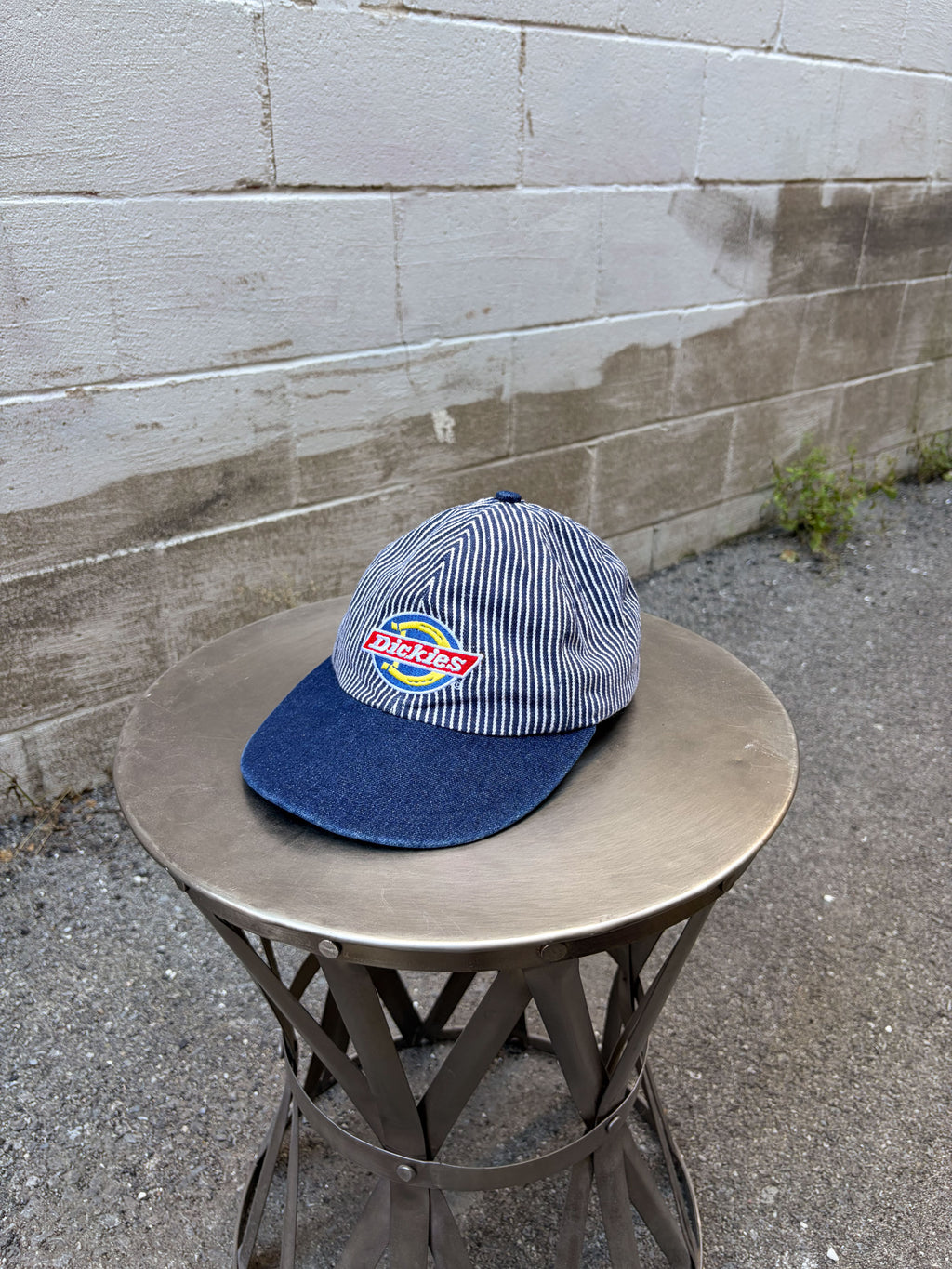 Dickies Embroidered Logo Pinstripe Dome Snapback Hat OSFA