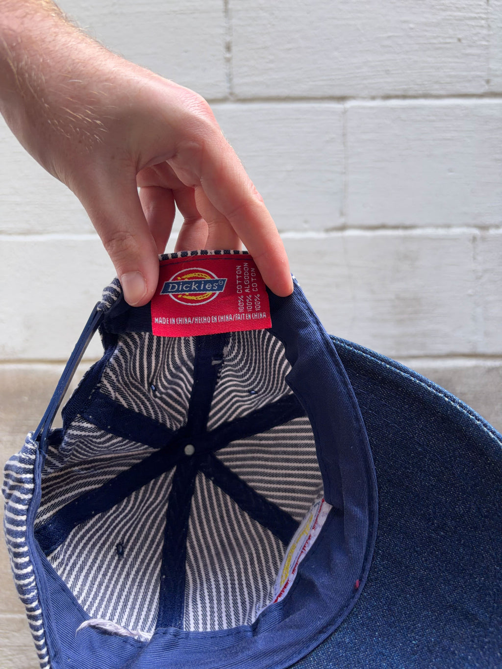 Dickies Embroidered Logo Pinstripe Dome Snapback Hat OSFA