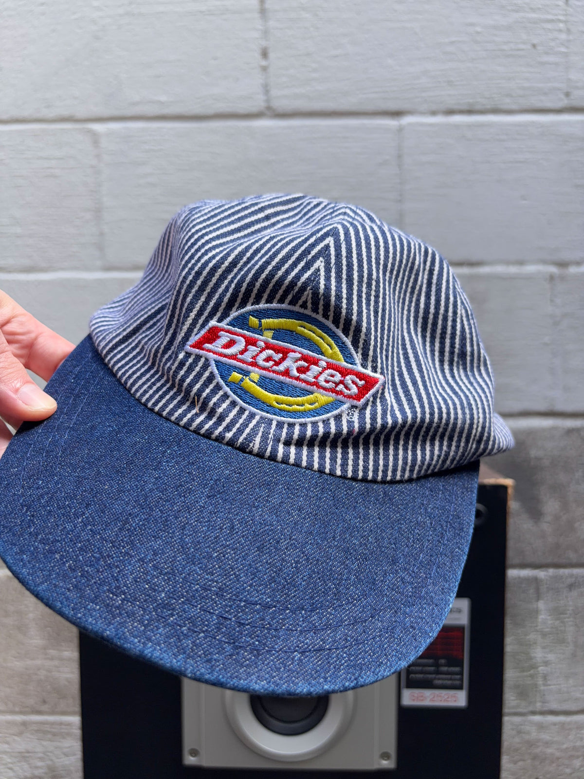 Dickies Embroidered Logo Pinstripe Dome Snapback Hat OSFA