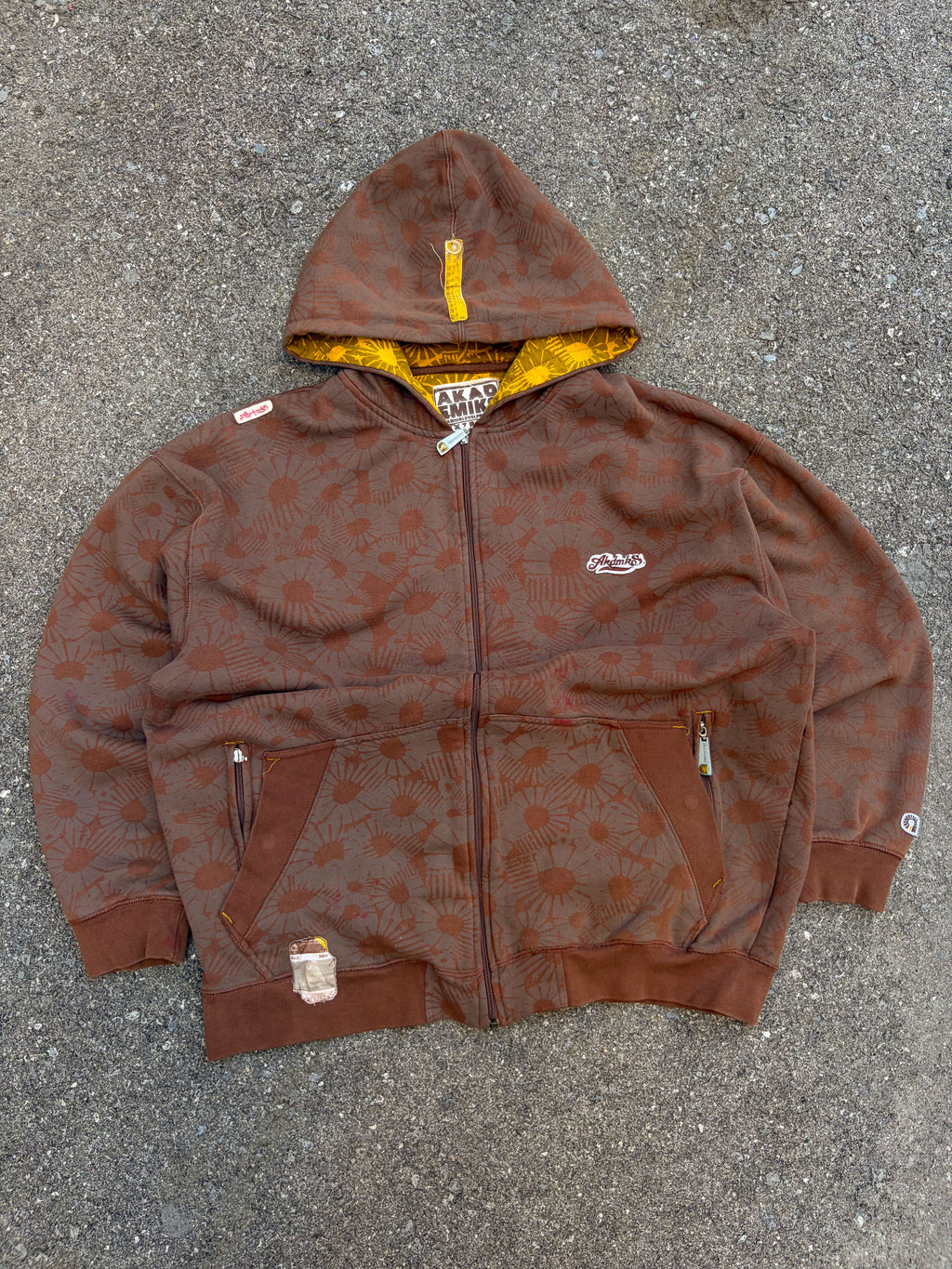 Vintage Y2K Akademiks Embroidered Loog All Over Print Hooded Sweatshirt Size 3XL