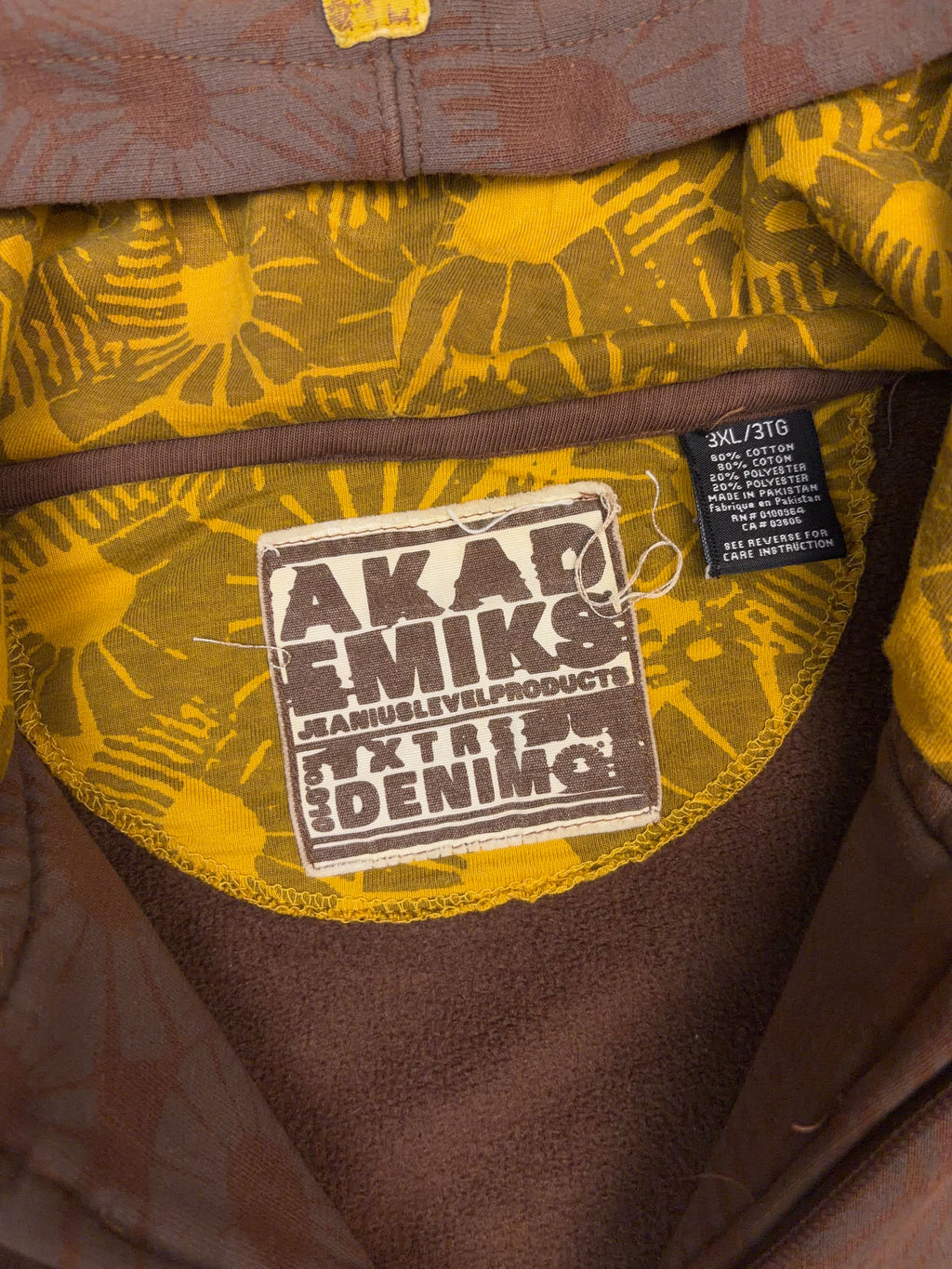 Vintage Y2K Akademiks Embroidered Loog All Over Print Hooded Sweatshirt Size 3XL
