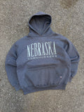 Vintage 90s Nebraska Cornhuskers NCAA Graphic Spellout Hooded Sweatshirt Size XL