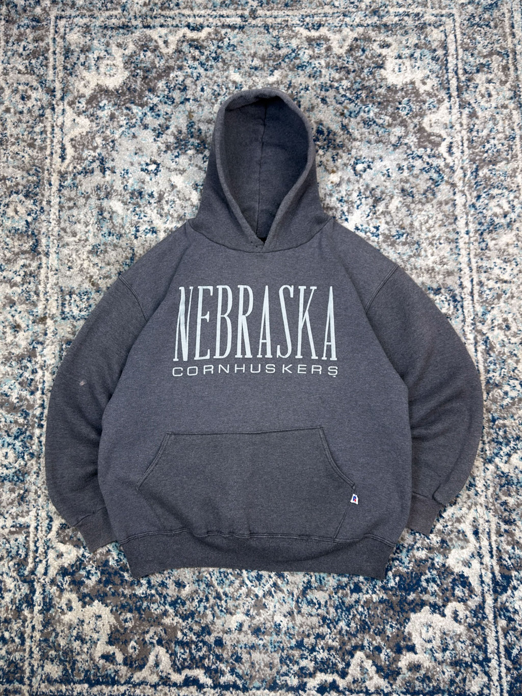 Vintage 90s Nebraska Cornhuskers NCAA Graphic Spellout Hooded Sweatshirt Size XL