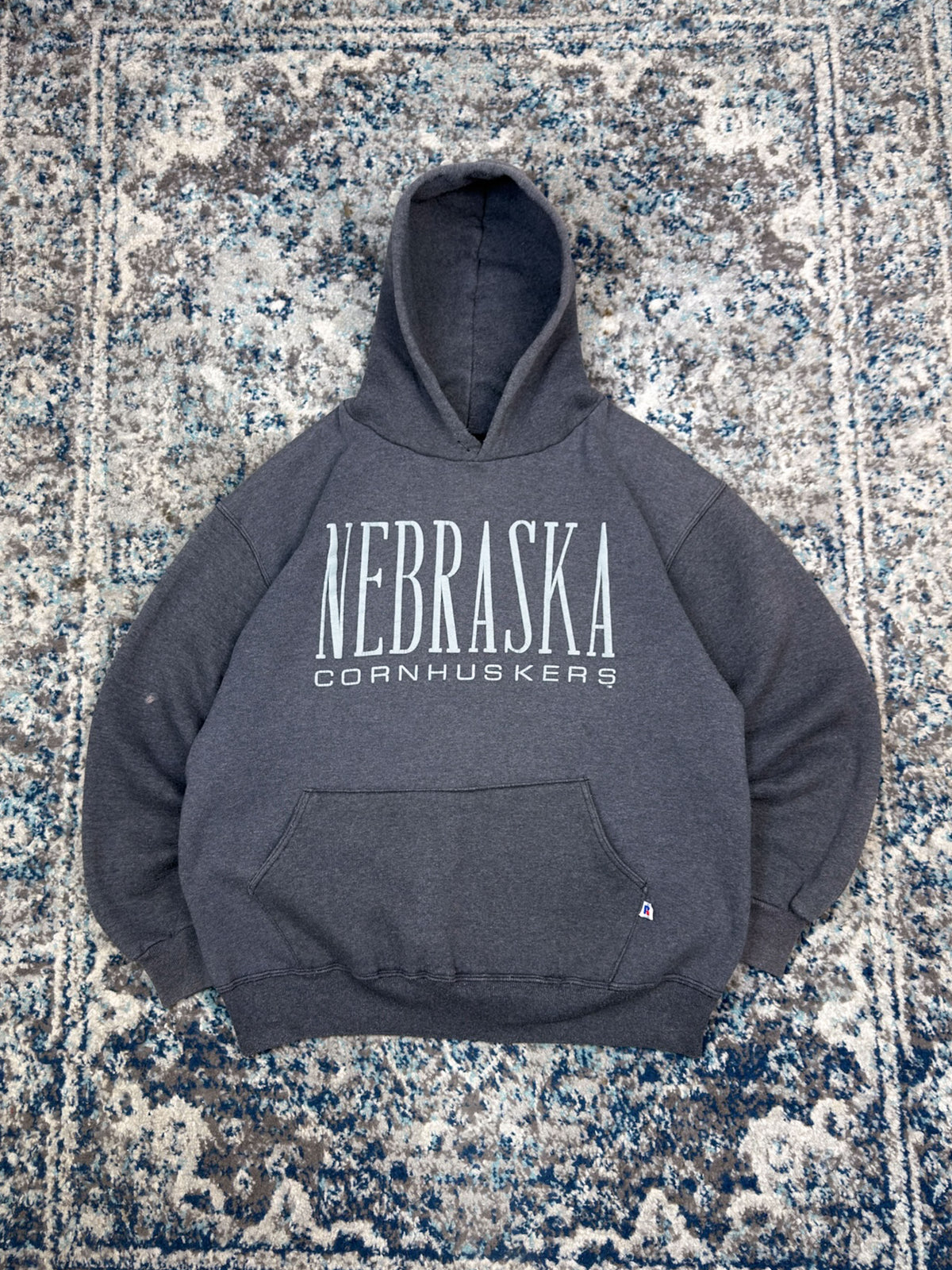 Vintage 90s Nebraska Cornhuskers NCAA Graphic Spellout Hooded Sweatshirt Size XL
