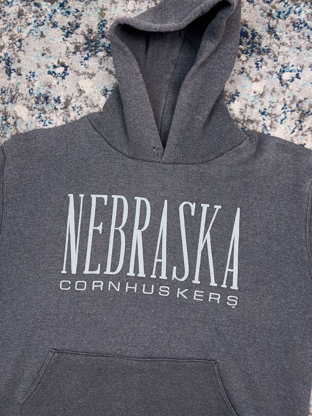 Vintage 90s Nebraska Cornhuskers NCAA Graphic Spellout Hooded Sweatshirt Size XL