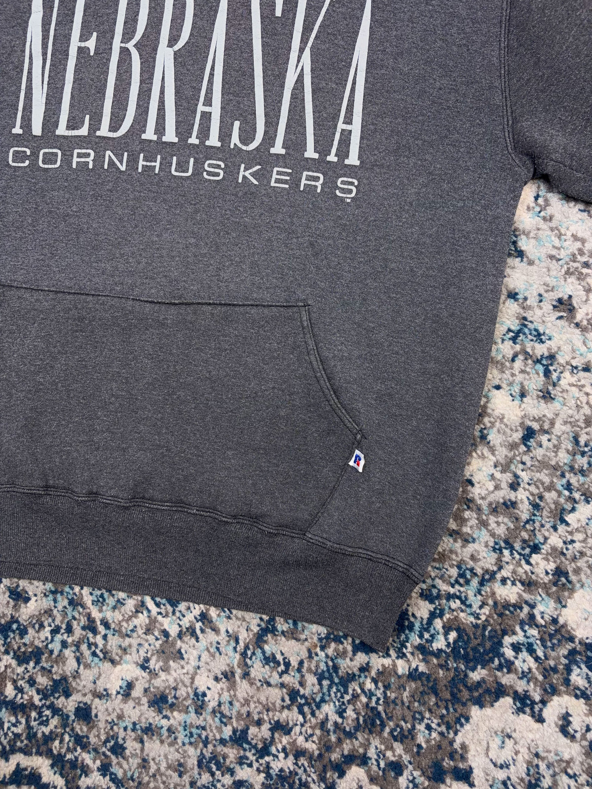 Vintage 90s Nebraska Cornhuskers NCAA Graphic Spellout Hooded Sweatshirt Size XL