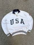 Vintage Polo Ralph Lauren Sport USA Arc Spellout 1/4 Zip Crewneck Sweatshirt Size Medium