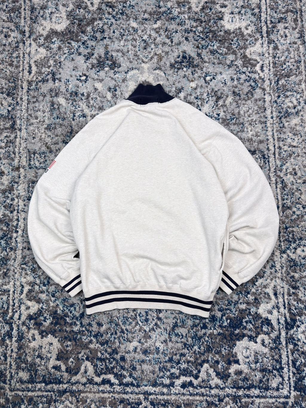 Vintage Polo Ralph Lauren Sport USA Arc Spellout 1/4 Zip Crewneck Sweatshirt Size Medium
