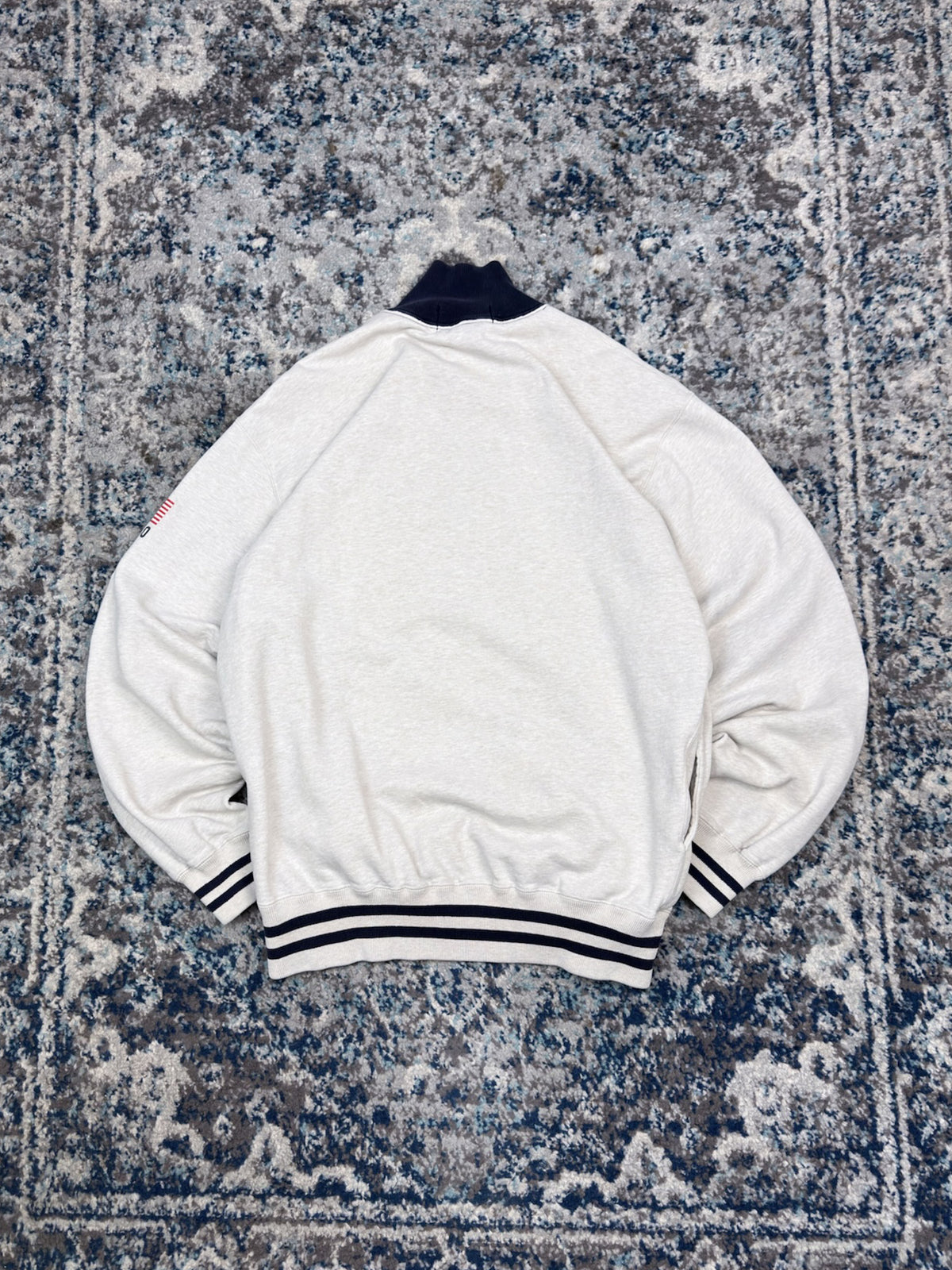 Vintage Polo Ralph Lauren Sport USA Arc Spellout 1/4 Zip Crewneck Sweatshirt Size Medium