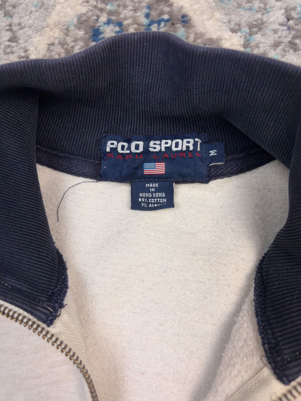 Vintage Polo Ralph Lauren Sport USA Arc Spellout 1/4 Zip Crewneck Sweatshirt Size Medium