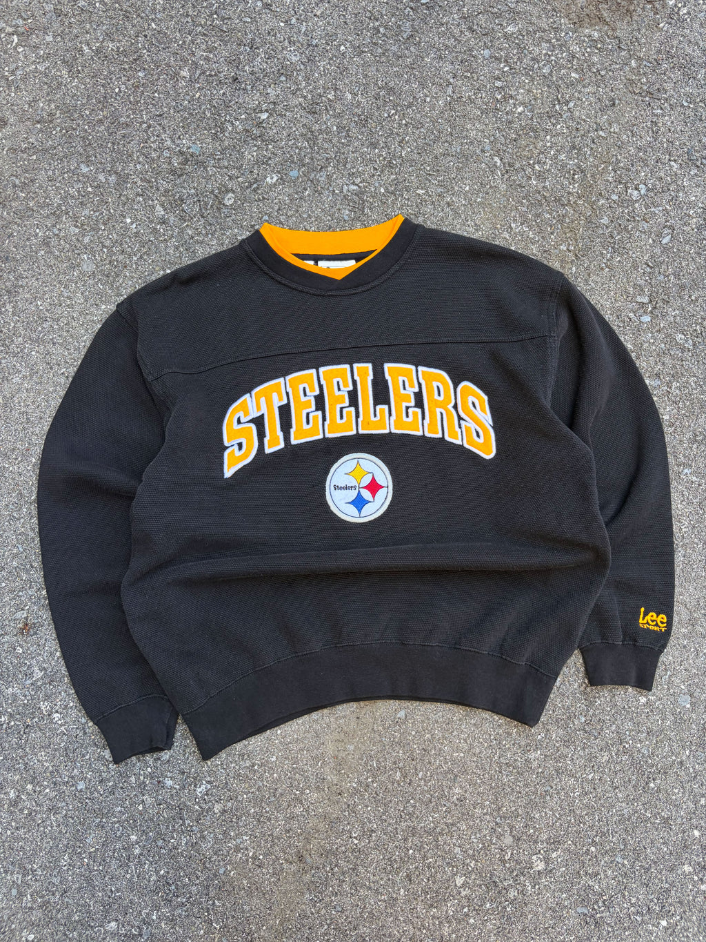 Vintage Pittsburgh Steelers NFL Embroidered Arc Spellout Logo Sweatshirt Size Medium