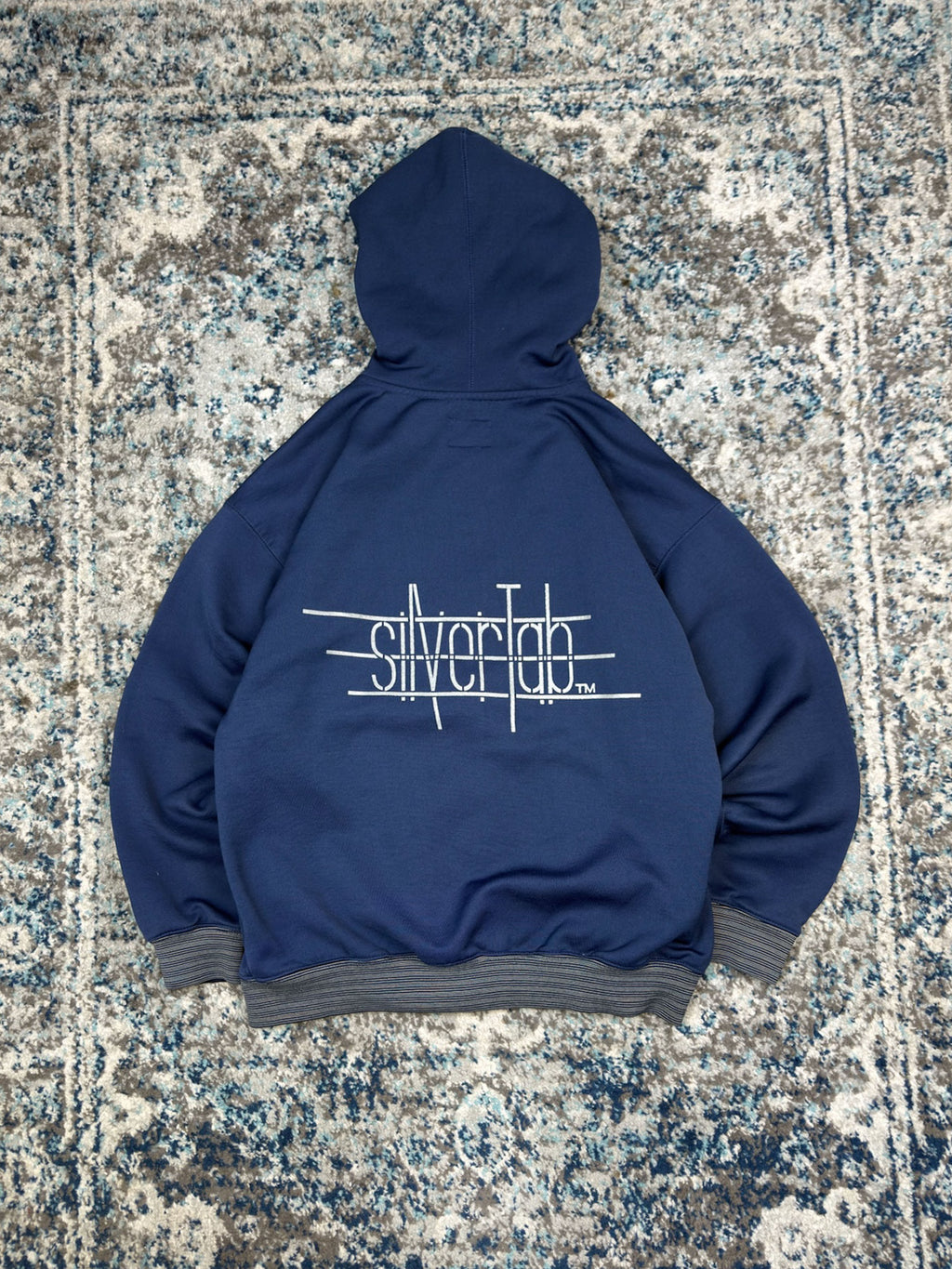 Vintage 90s Levis Silvertab Back Spellout Graphic Hooded Sweatshirt Size Large