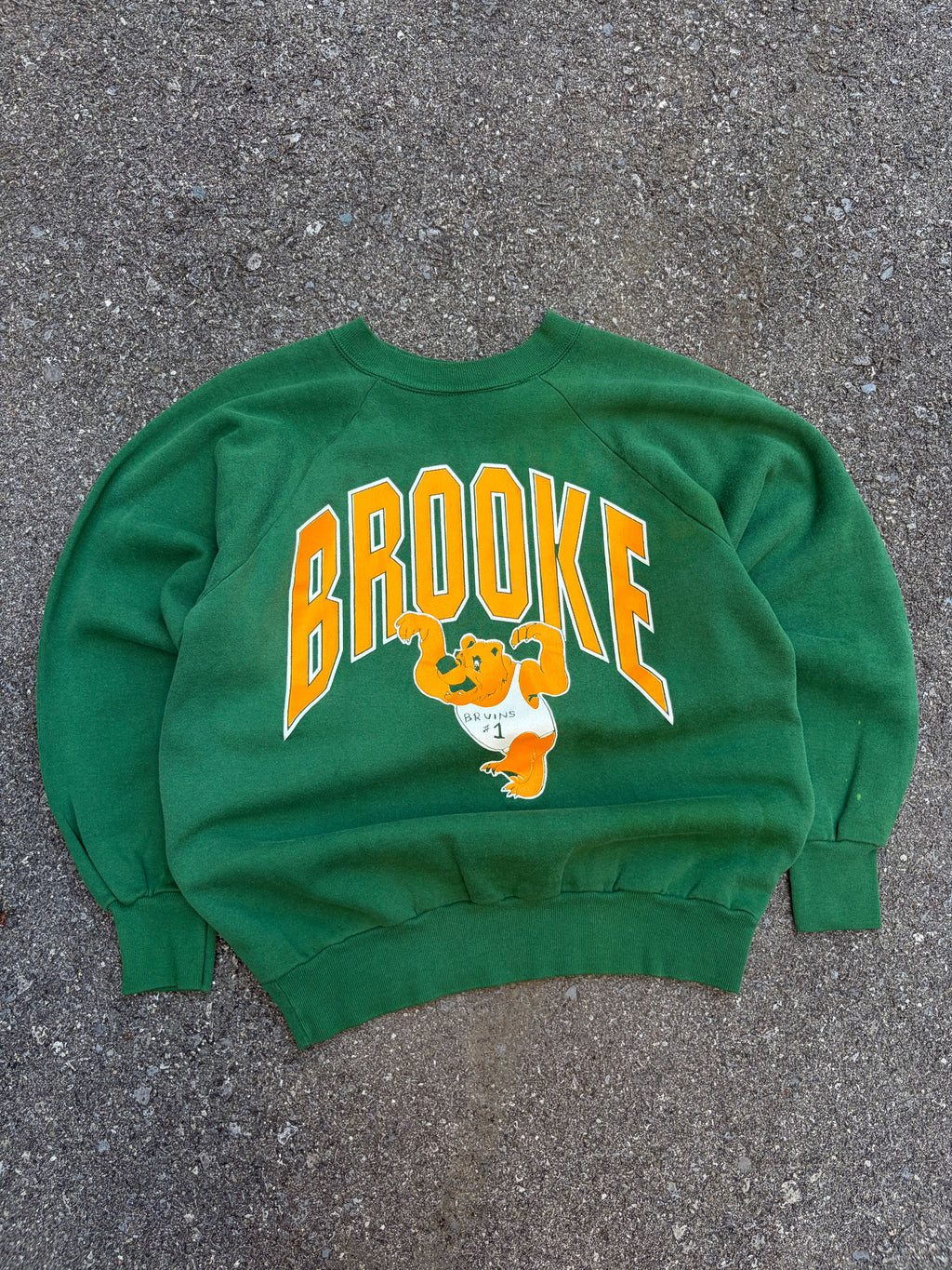 Vintage 80s/90s Brooke Bruins NCAA Arc Spellout Graphic Sweatshirt Size Large