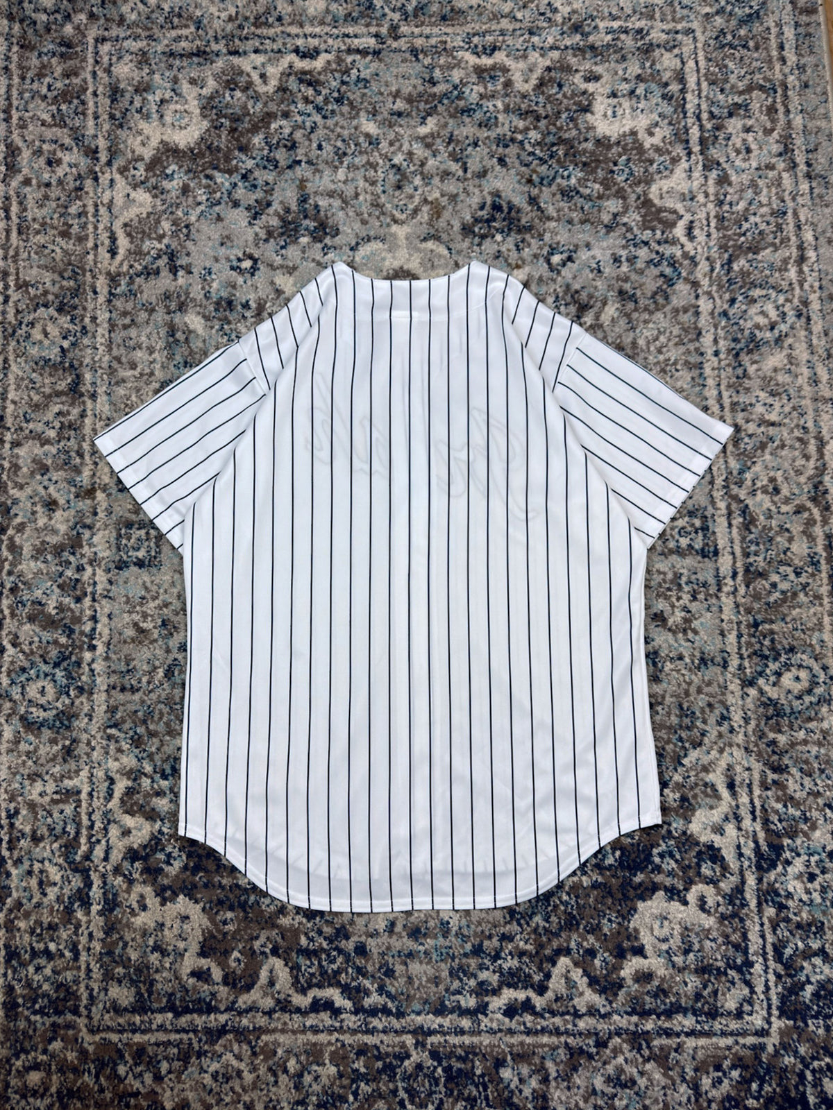 Vintage Notre Dame Fighting Irish NCAA Majestic Pinstripe Baseball Jersey Size Large
